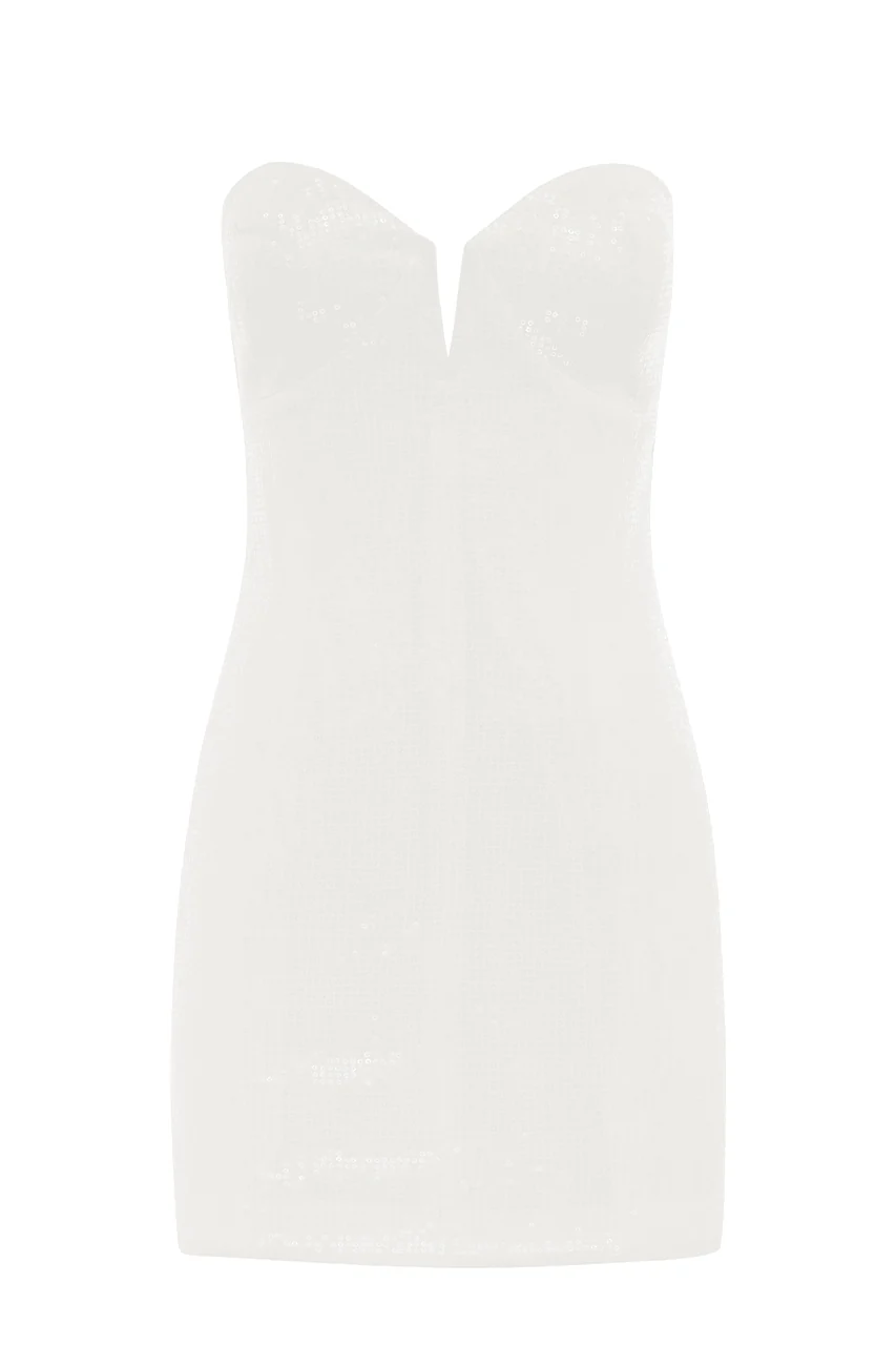 Nicki Mini Dress - White Sequin - Image 4