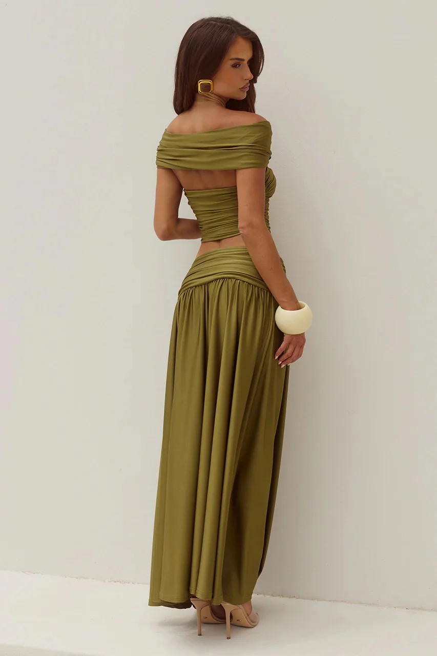 Nivali Maxi Skirt - Olive - Image 2