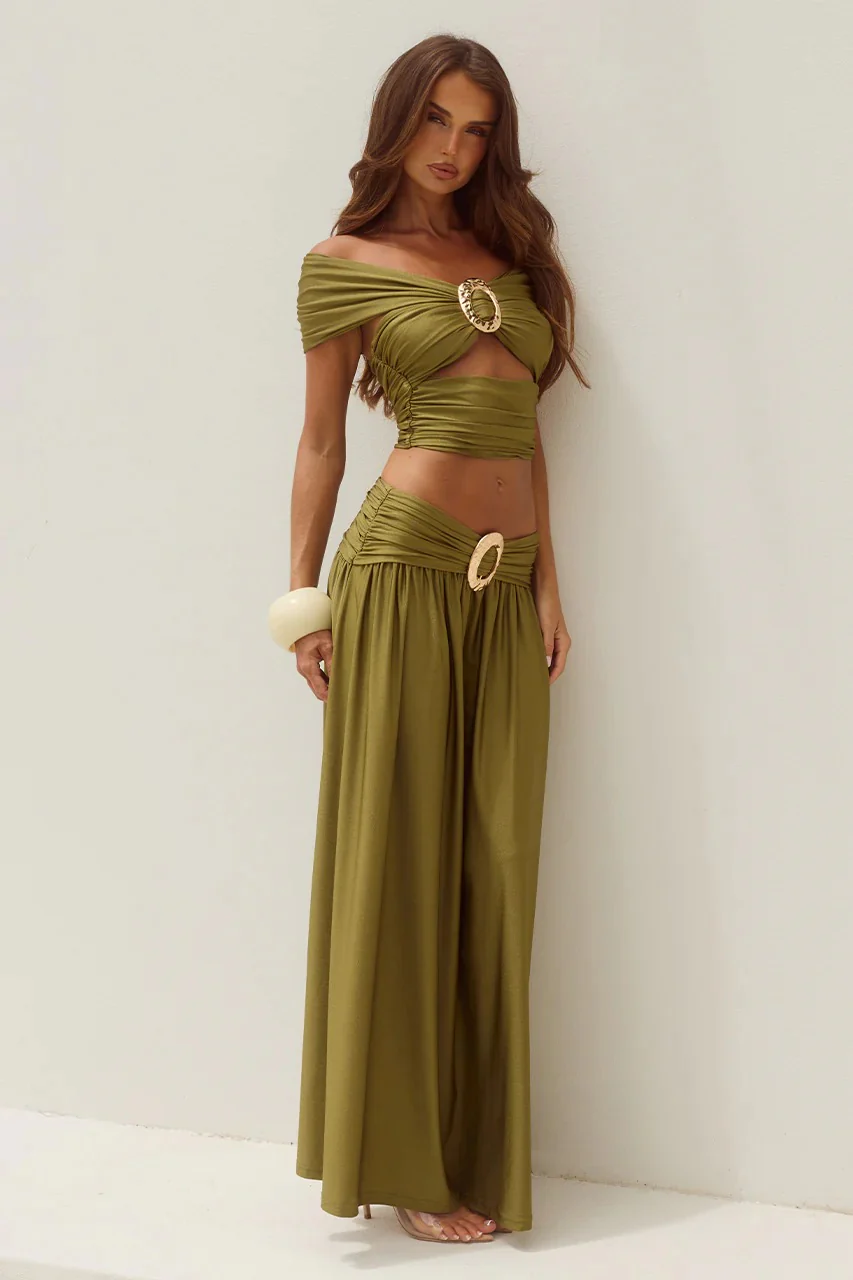 Nivali Maxi Skirt - Olive - Image 3
