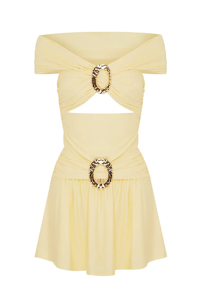 Nivali Mini Dress - Cream - Image 6