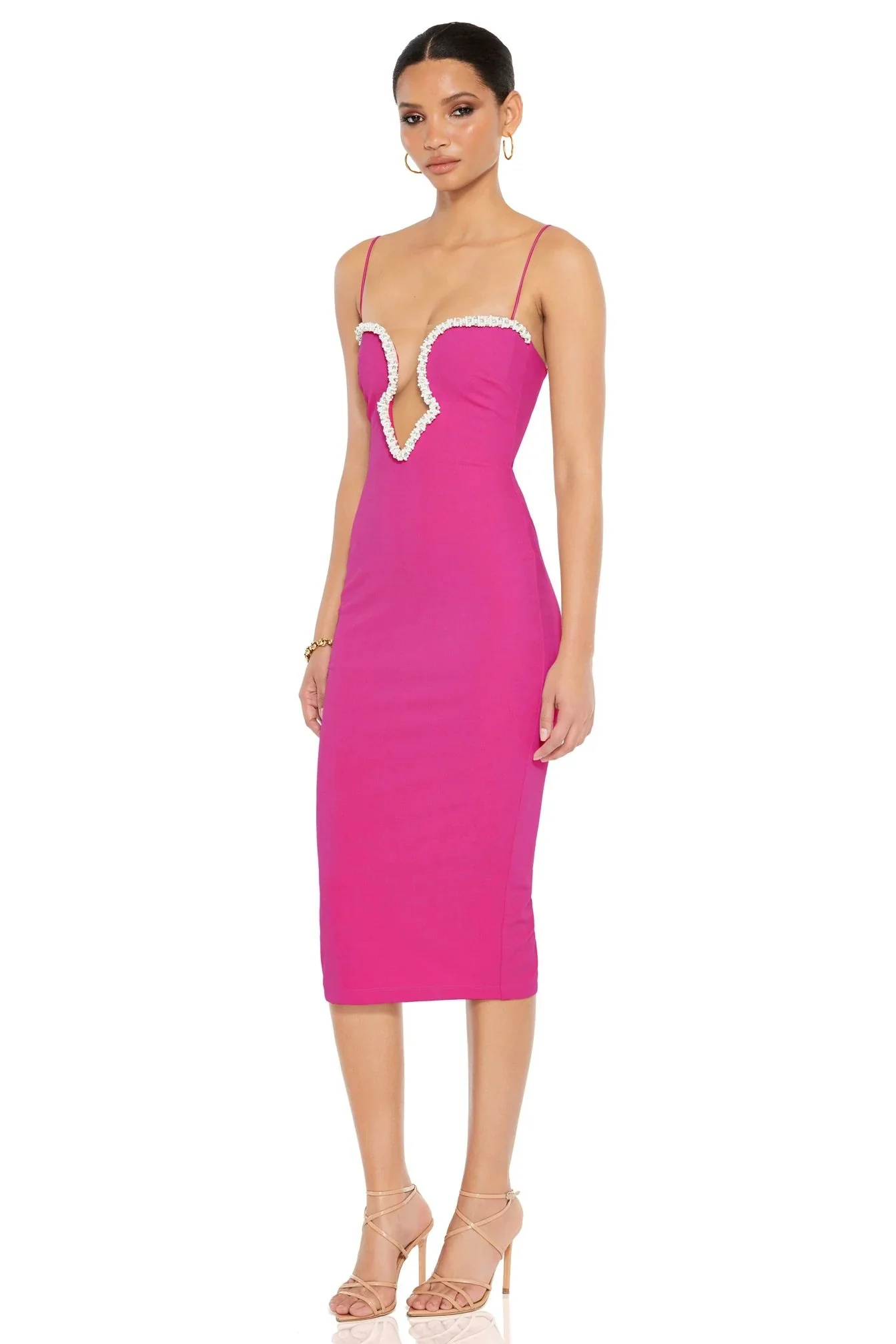 Nookie Adorn Midi Dress - Fuchsia - Image 3