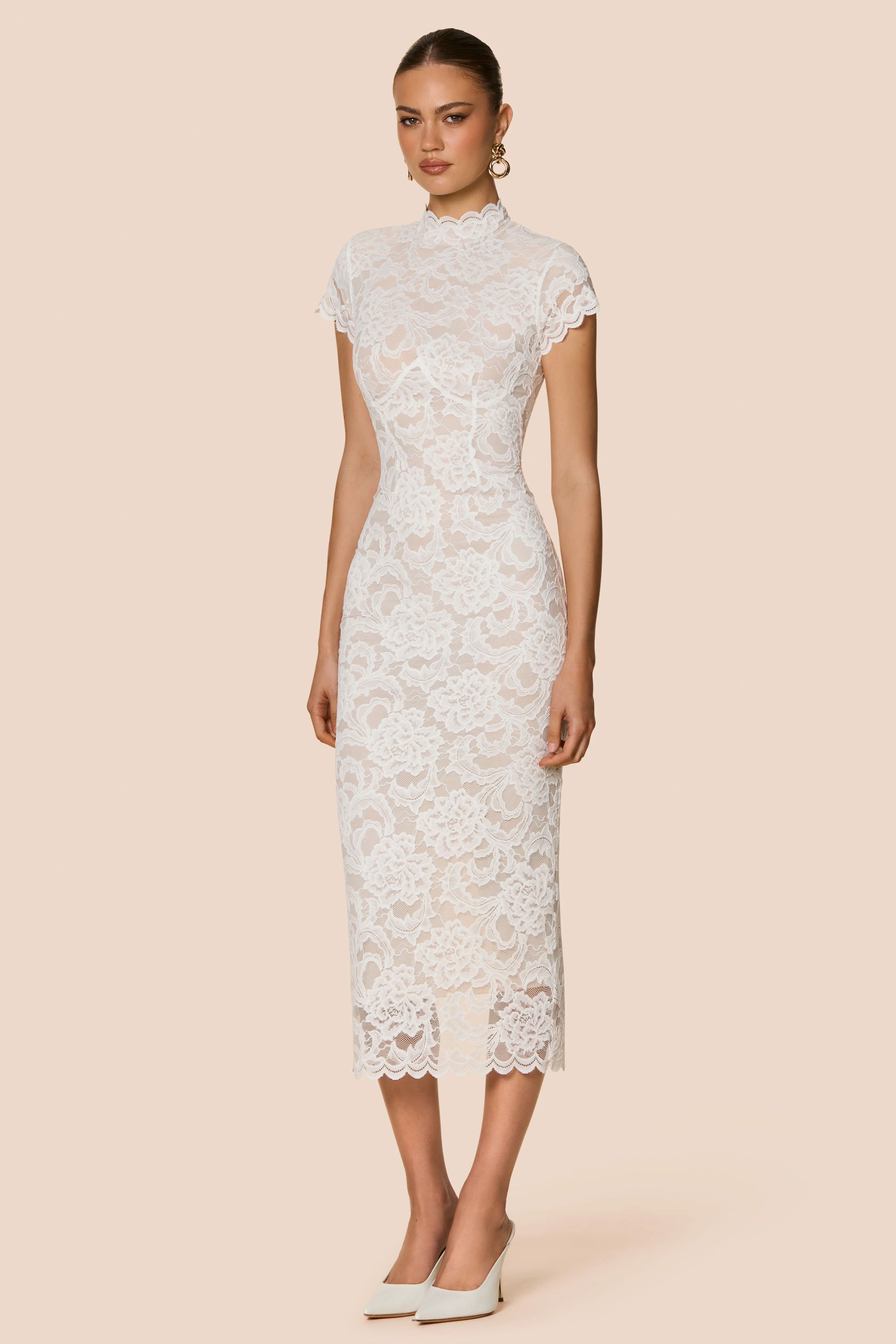 Nookie Alessia Midi Dress - Ivory - Image 3