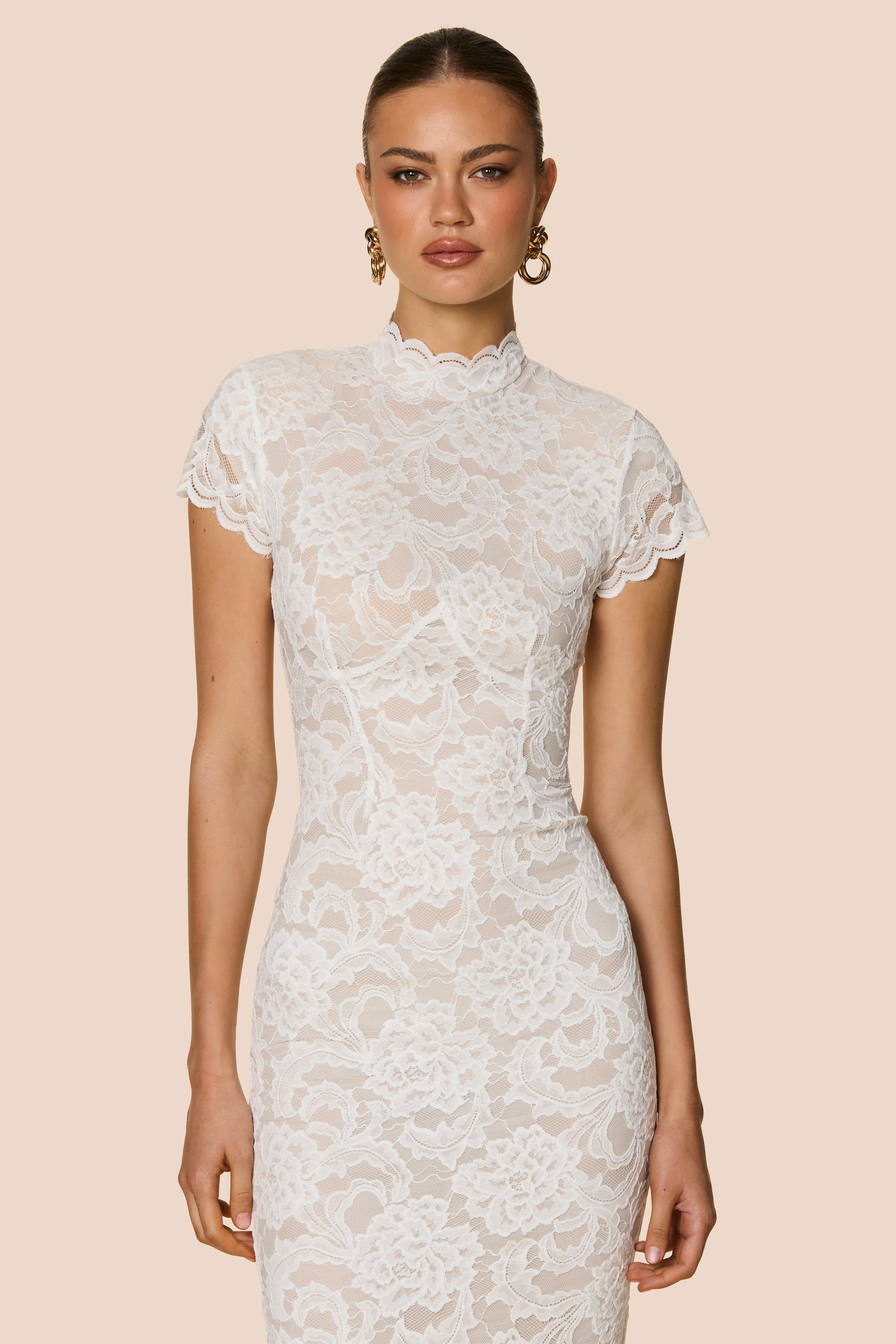 Nookie Alessia Midi Dress - Ivory - Image 4