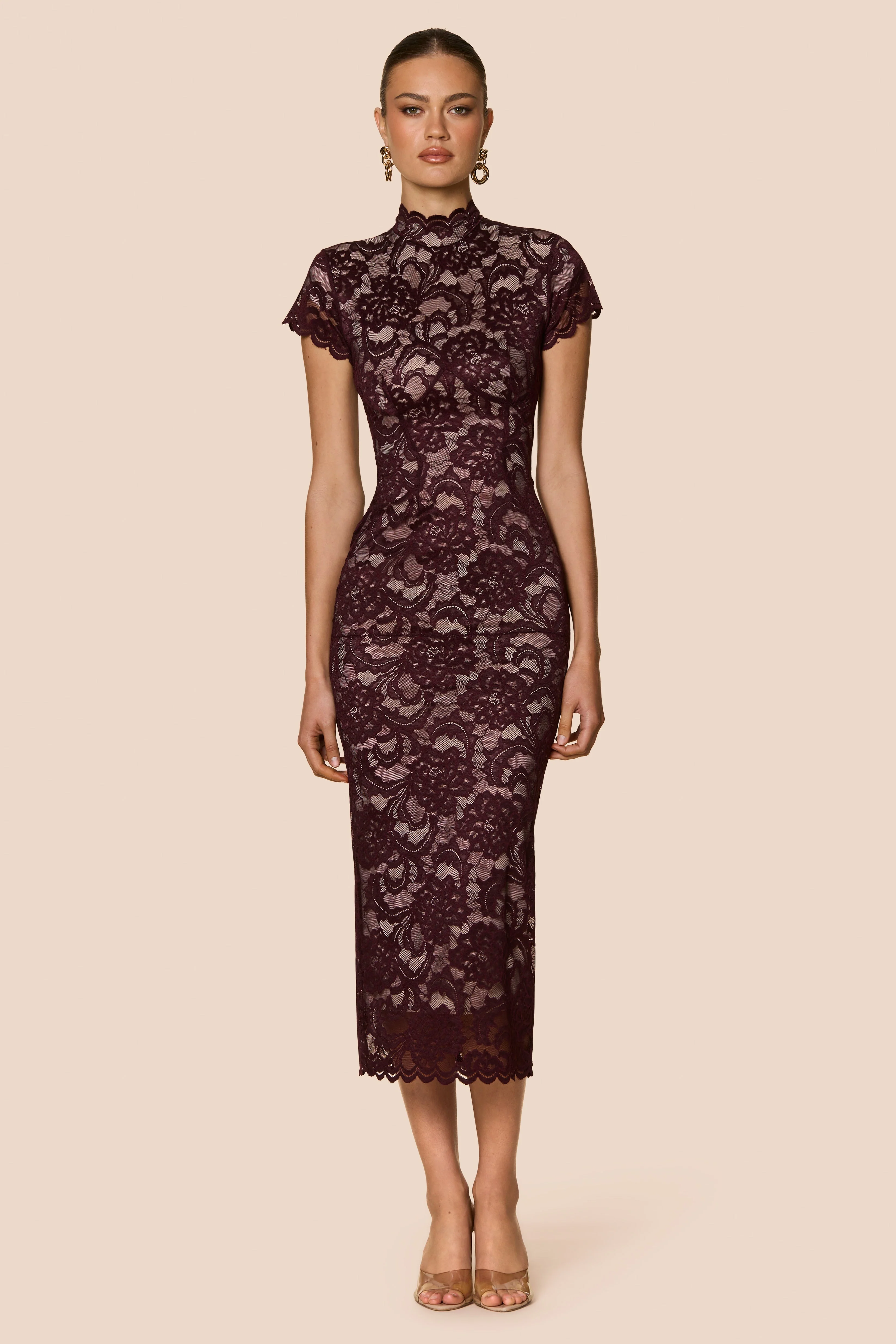 Nookie Alessia Midi Dress - Wine - Image 2