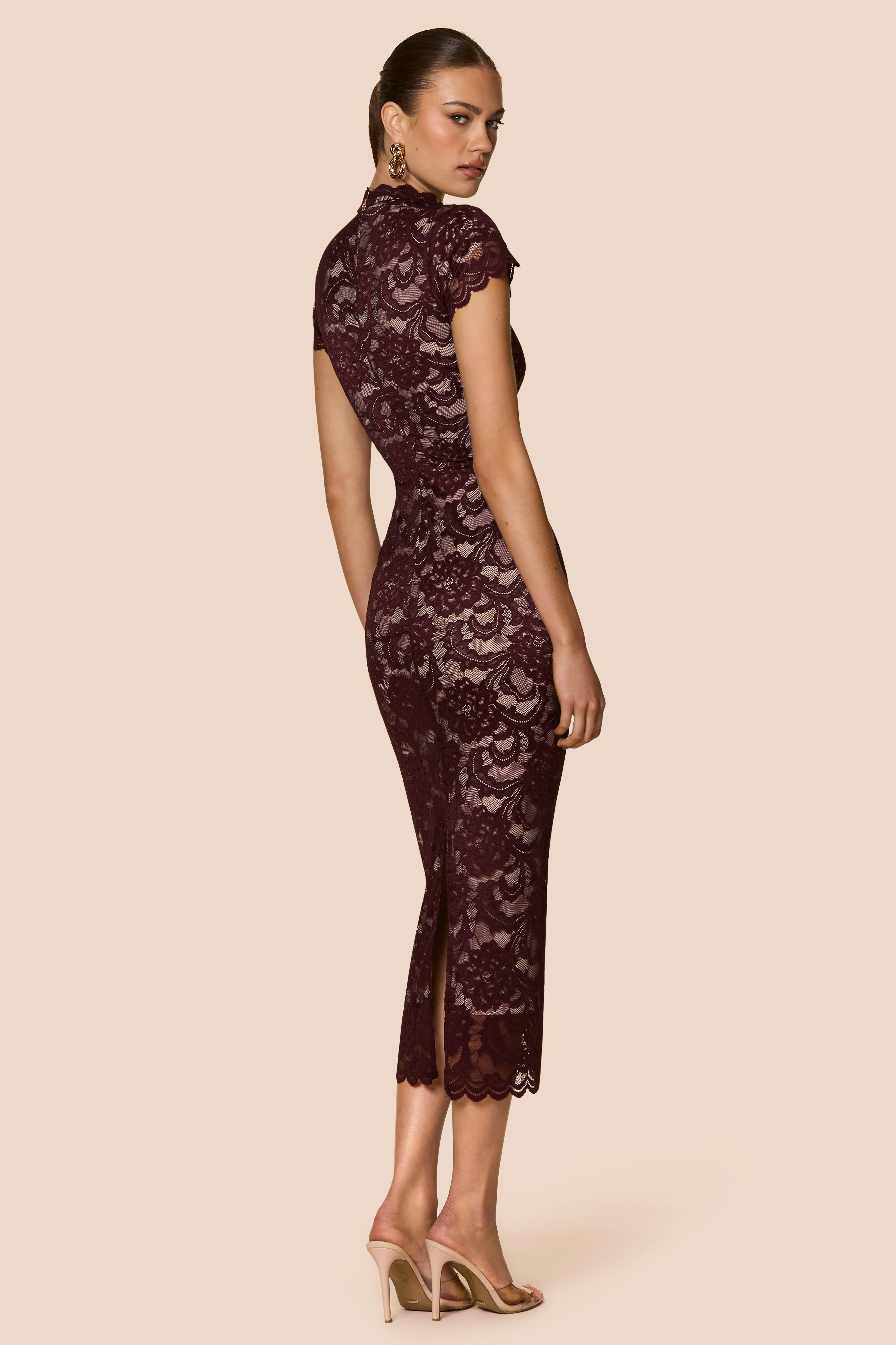 Nookie Alessia Midi Dress - Wine - Image 3
