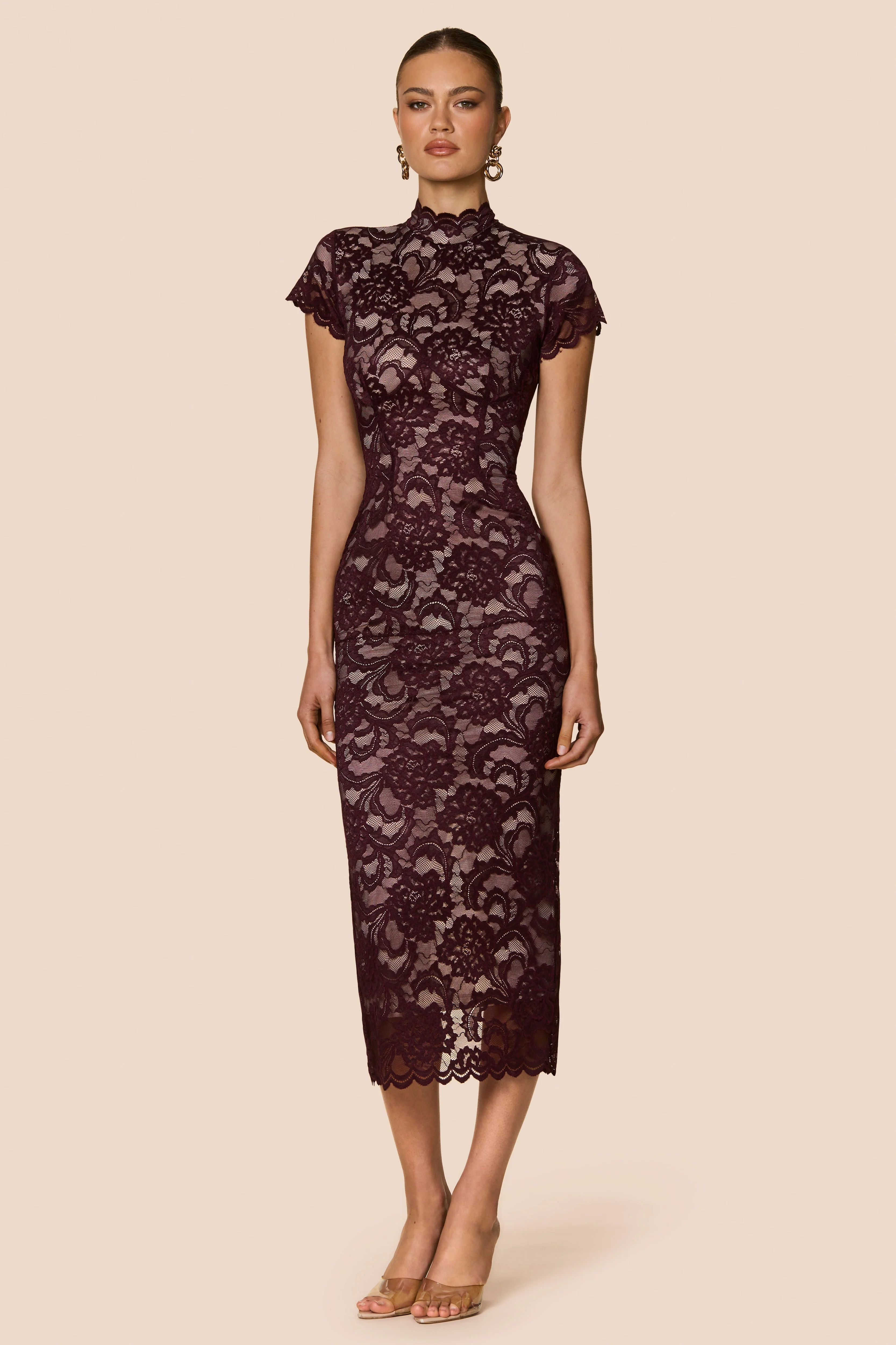 Nookie Alessia Midi Dress - Wine - Image 4