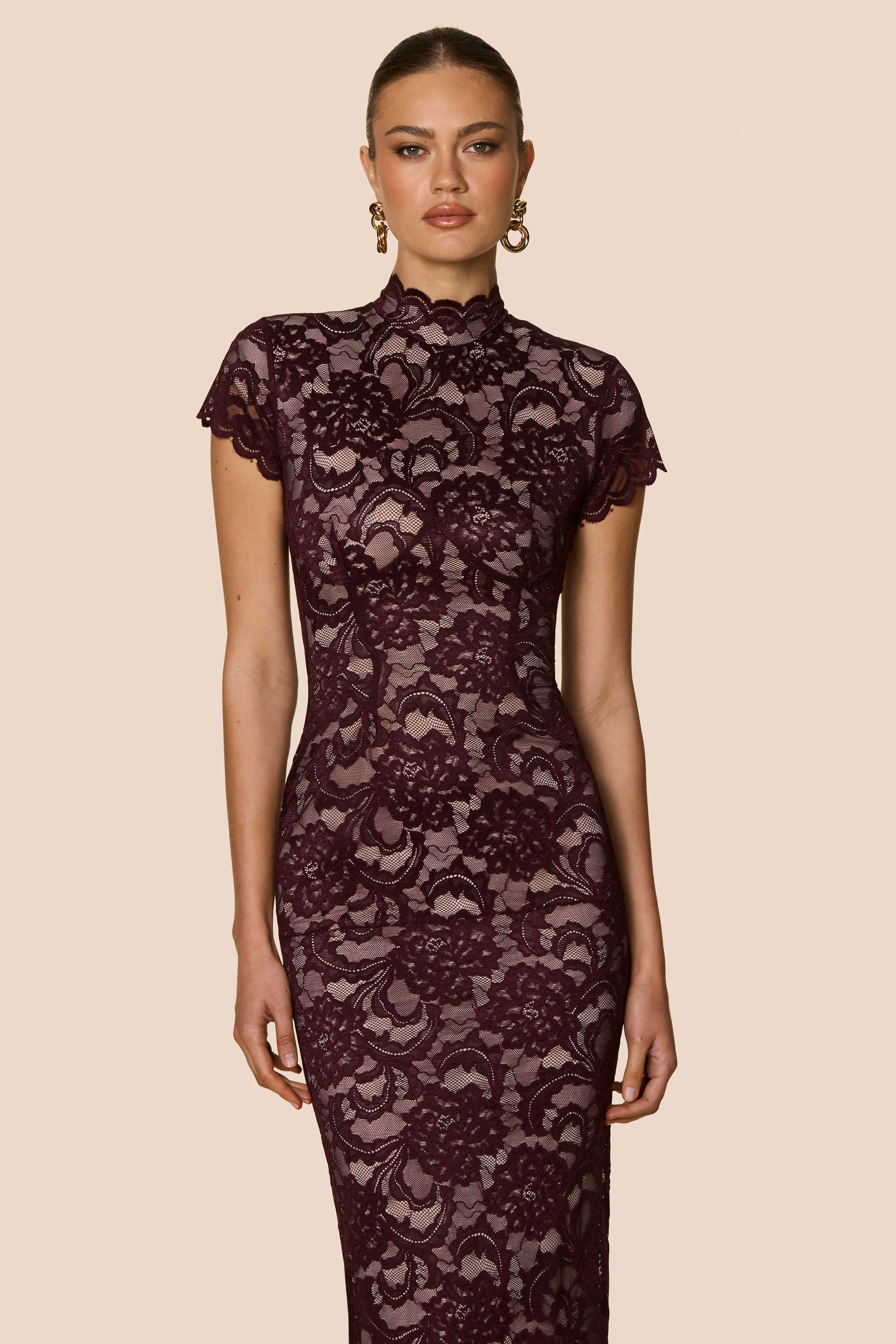 Nookie Alessia Midi Dress - Wine - Image 5