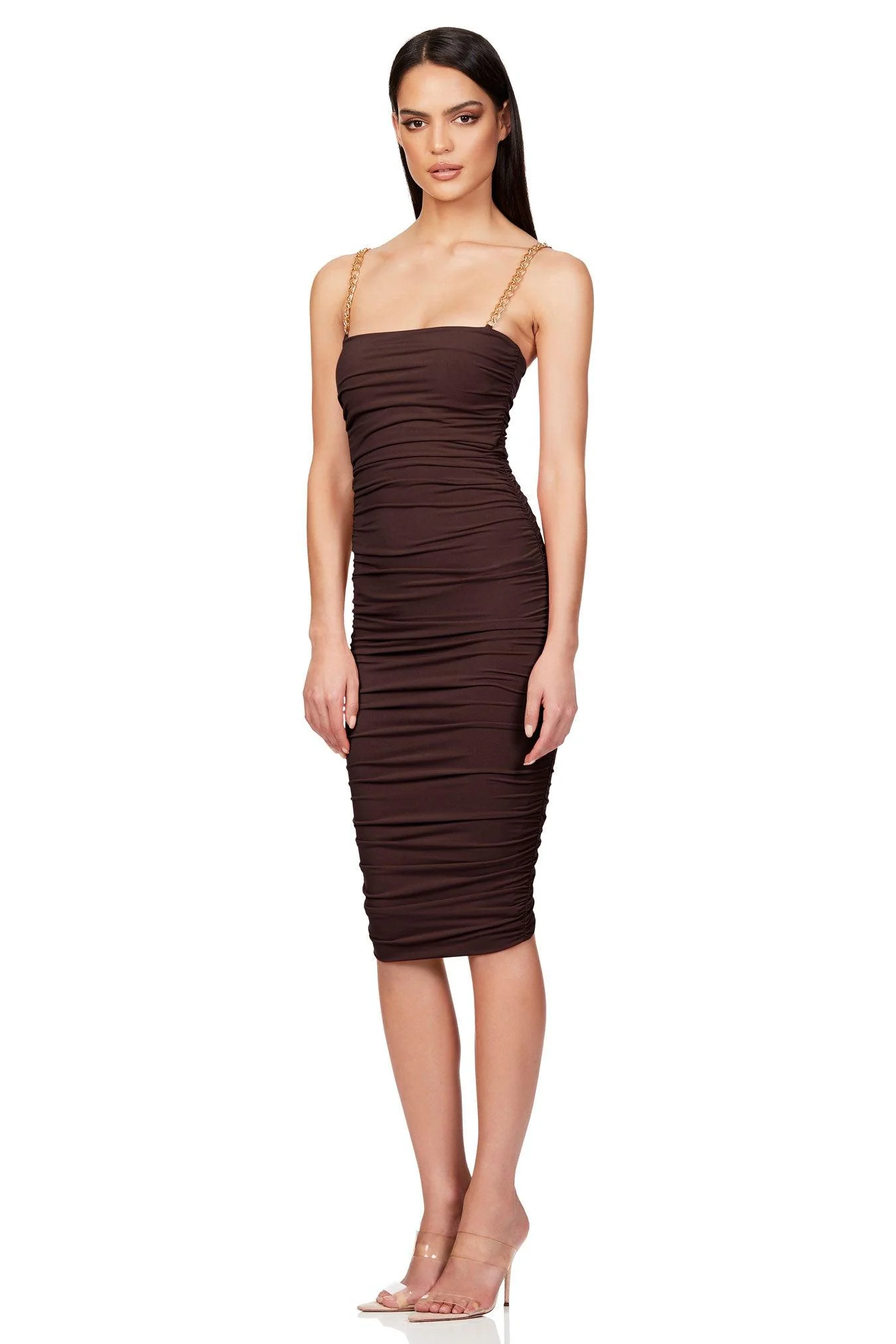 Nookie Allegra Midi Dress - Chocolate - Image 3