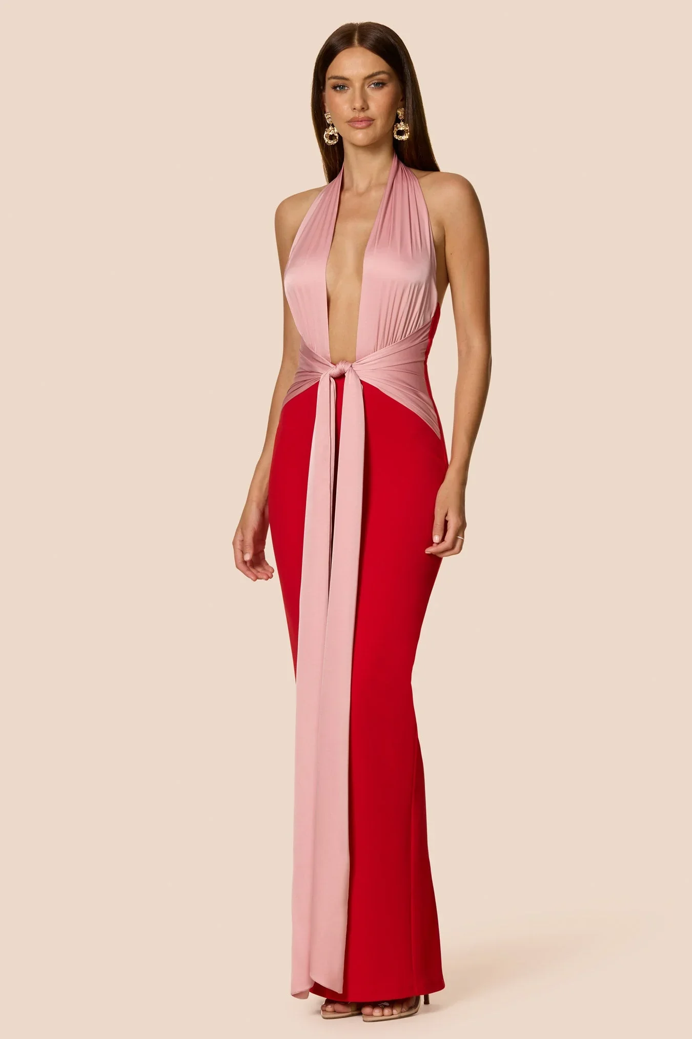 Nookie Chiara Halter Gown - Red/Pink - Image 3