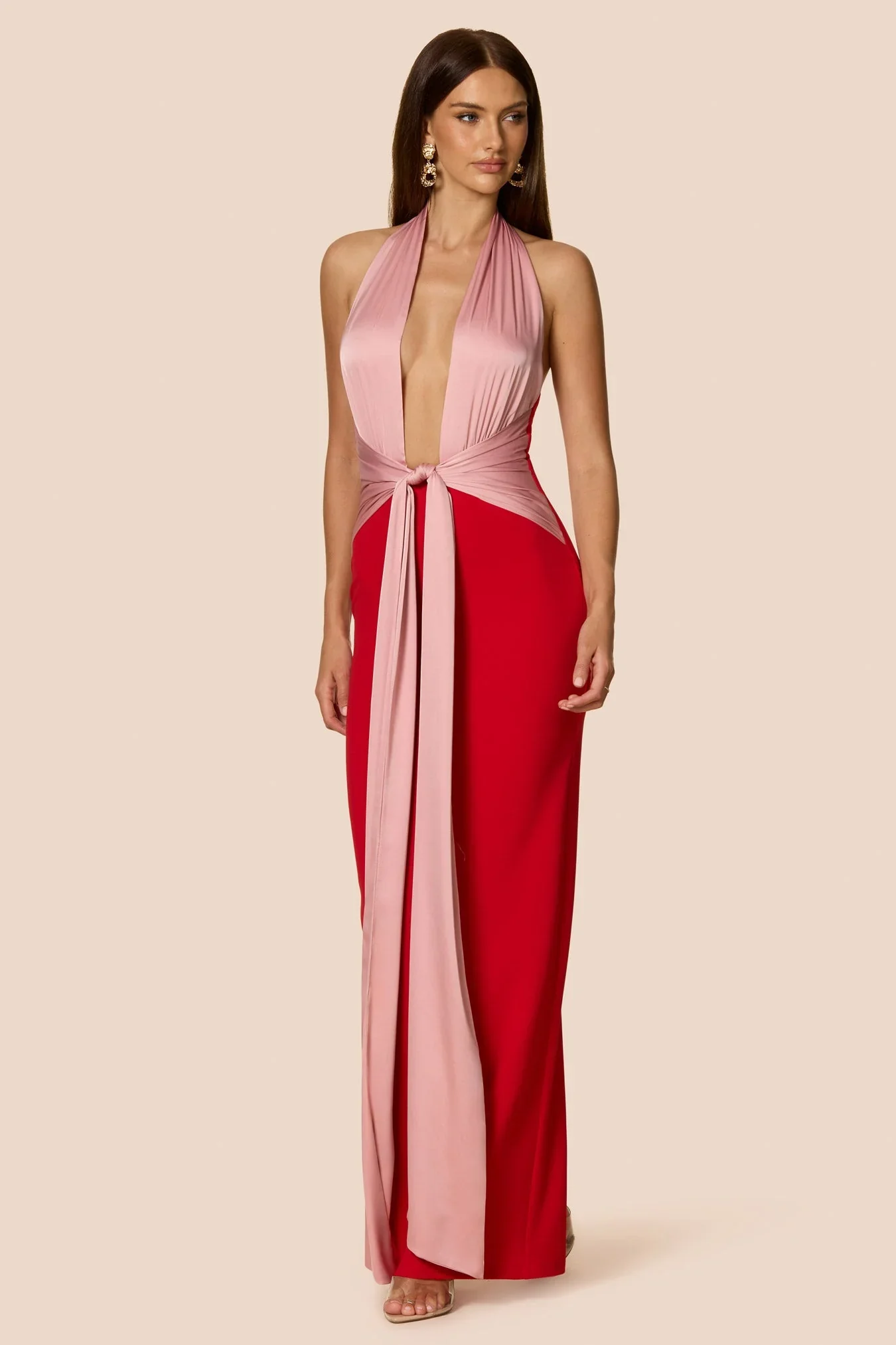 Nookie Chiara Halter Gown - Red/Pink - Image 4