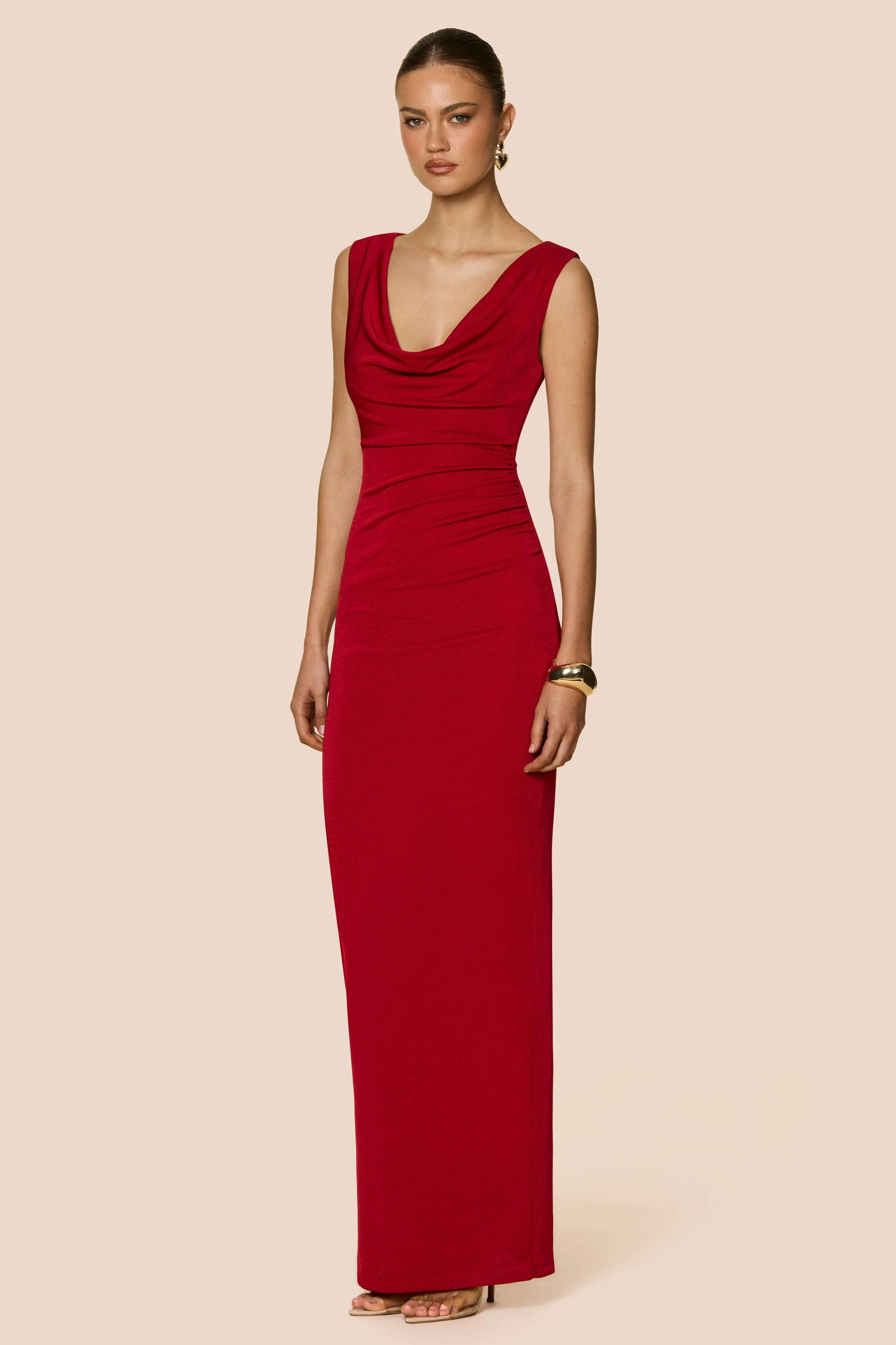Nookie Crush Drape Maxi Dress - Red - Image 4