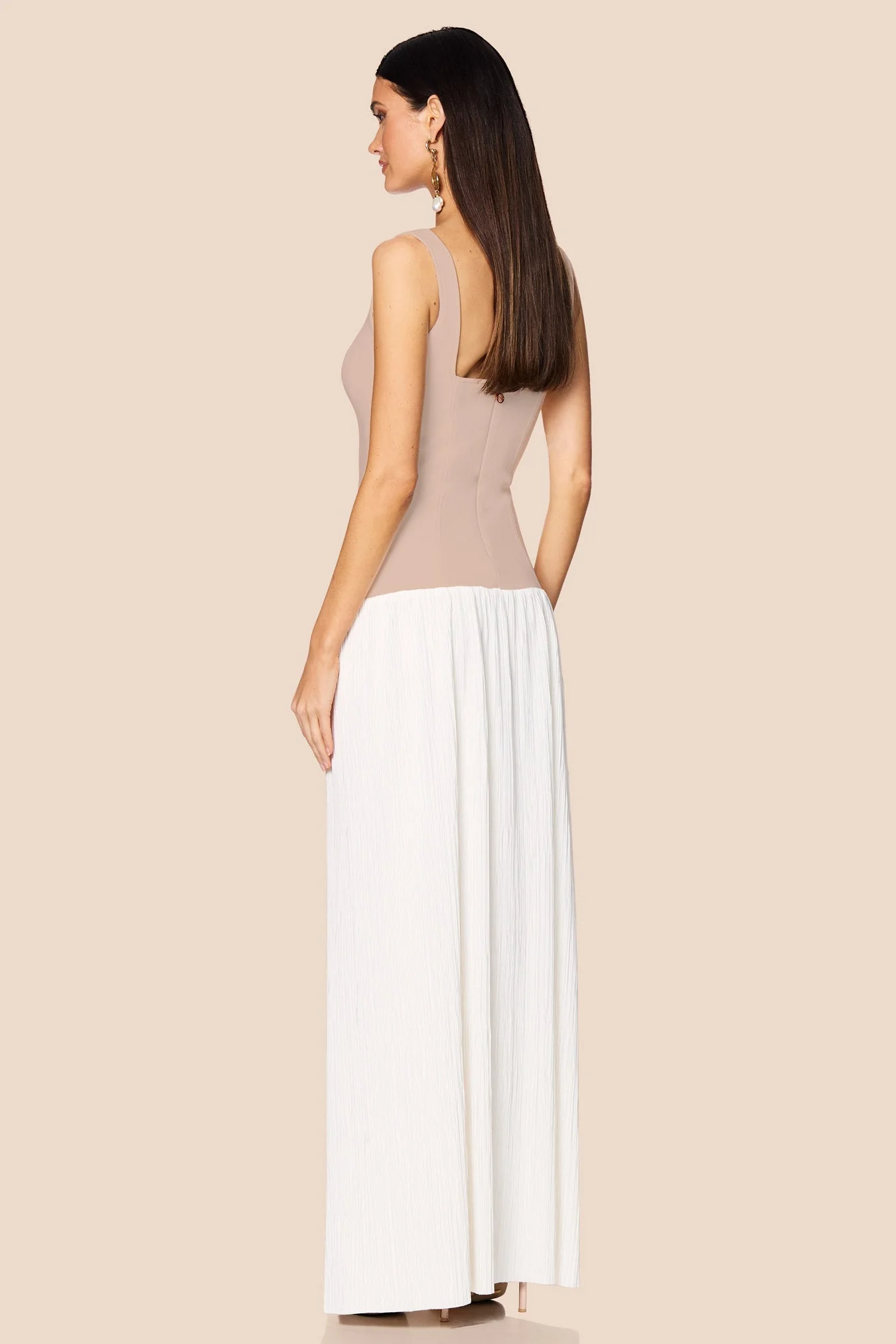 Nookie Desiree Square Neck Maxi Dress - Nude/White - Image 2