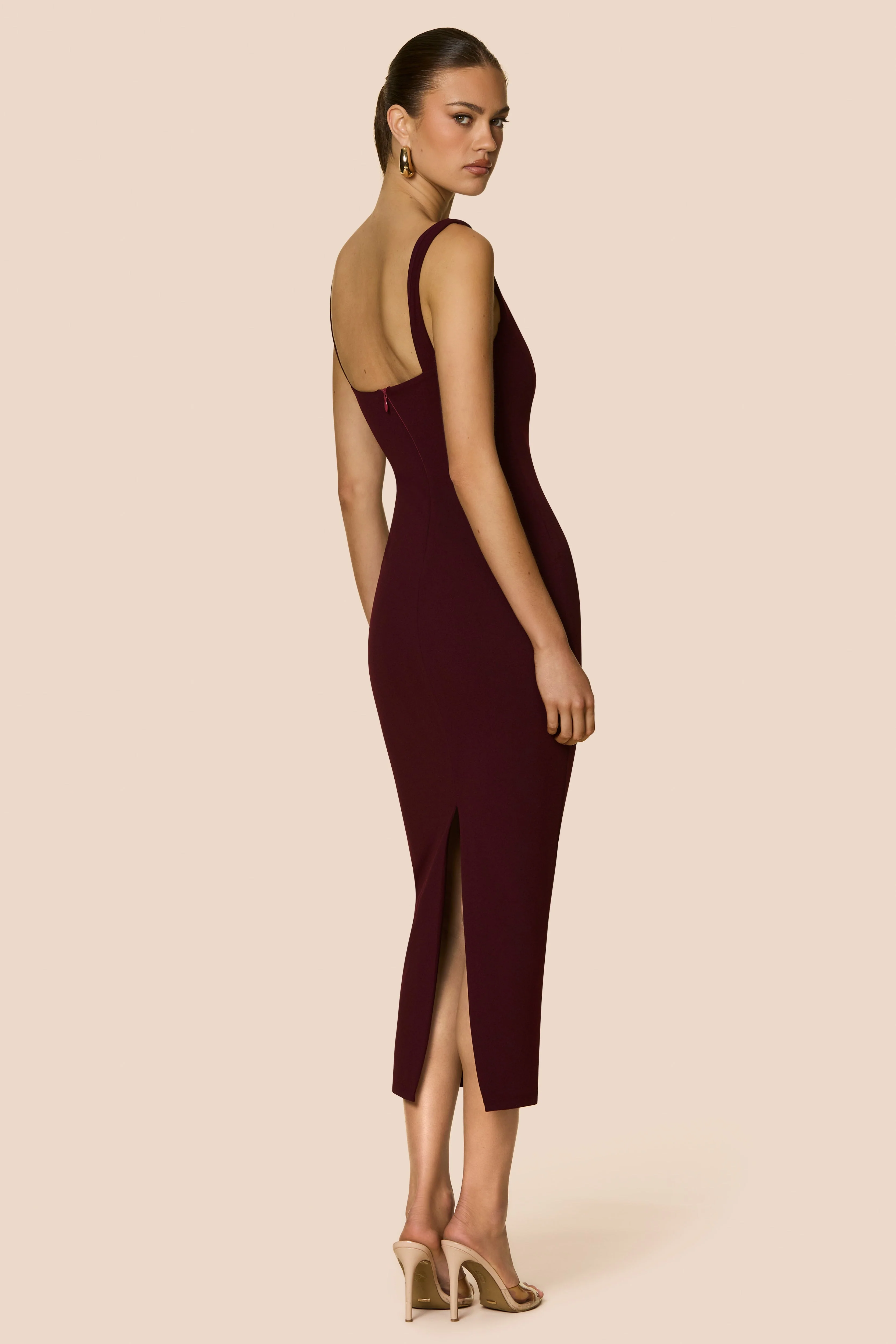 Nookie Elle Midi Dress - Wine - Image 2