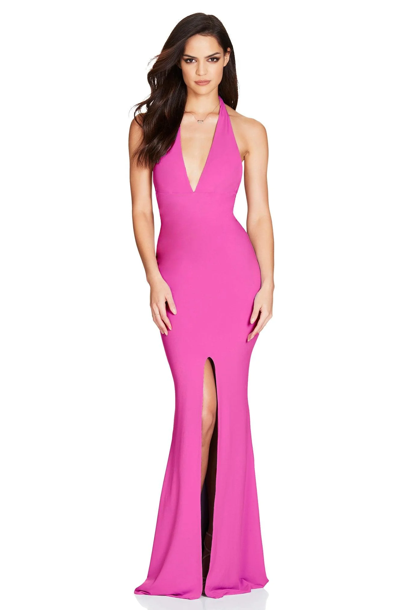 Nookie Illegal Halter Gown - Neon Pink