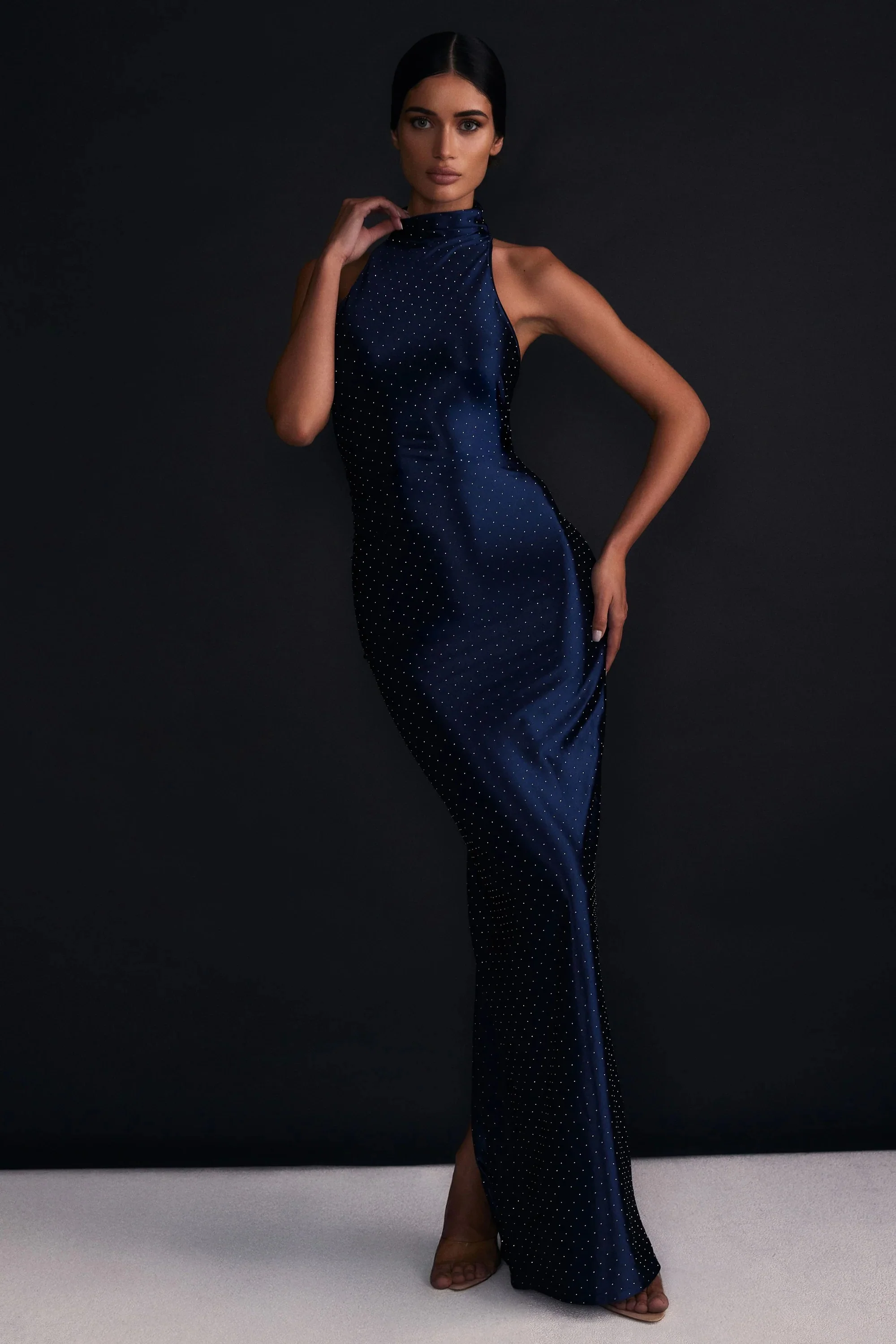Nookie Mirabella High Neck Maxi Dress - Dark Navy - Image 3