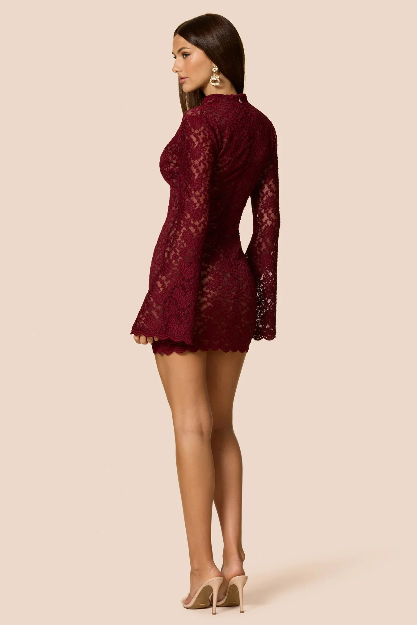 Nookie Mystique Long Sleeve Mini Dress - Wine - Image 2