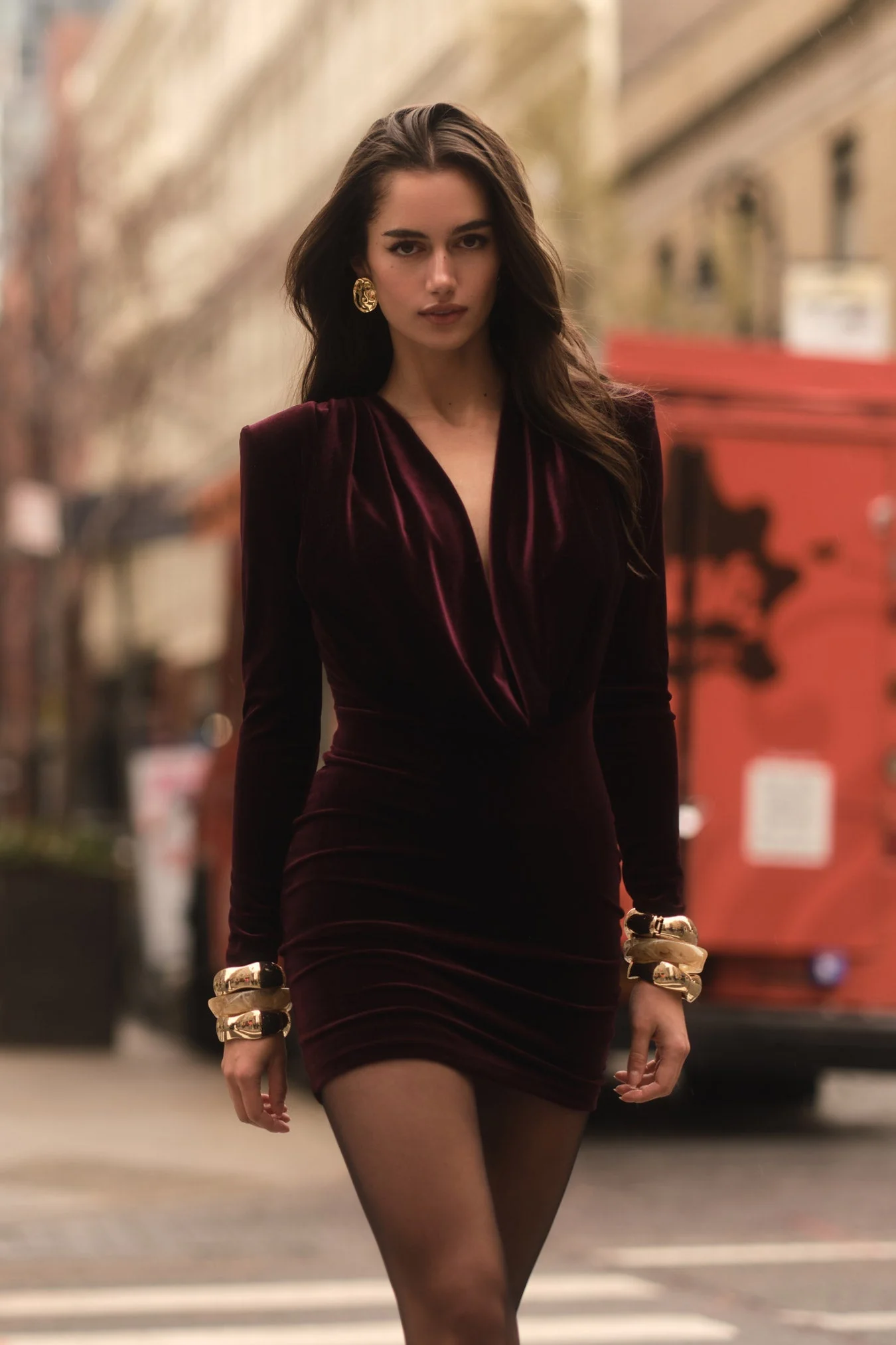 Nookie Nina Long Sleeve Mini Dress - Mulberry