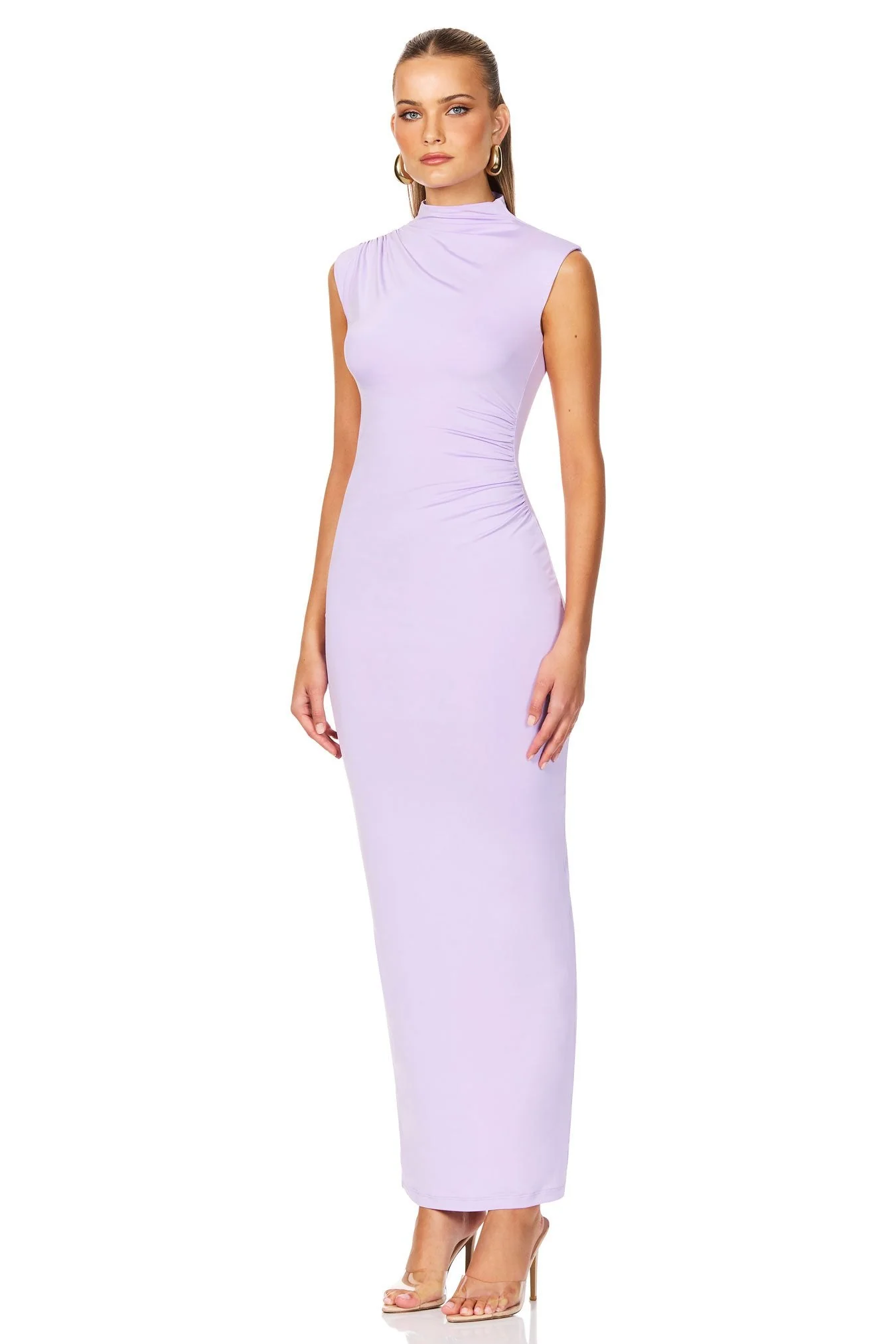 Nookie Olivia High Neck Midi Dress - Lilac - Image 3
