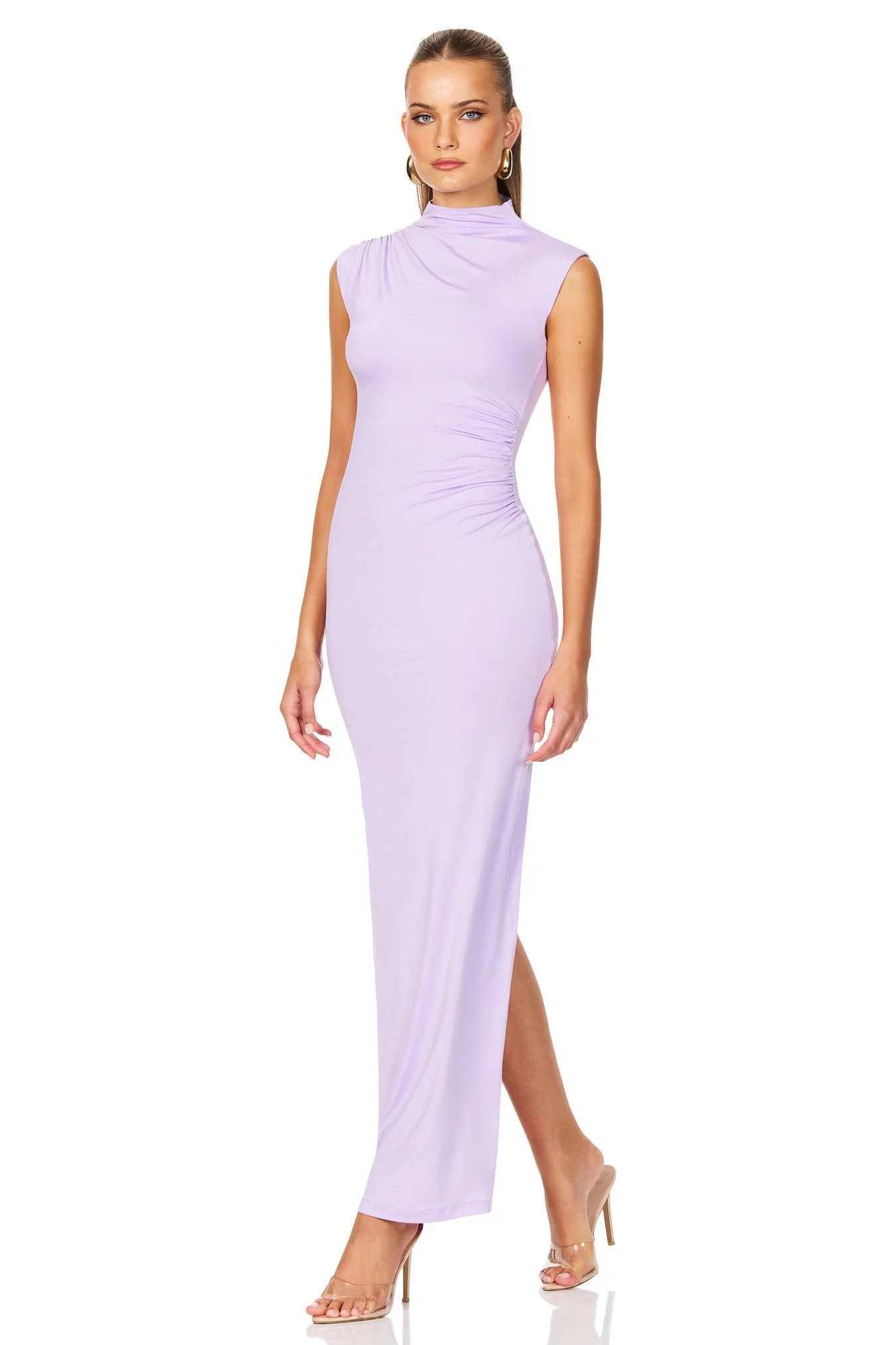 Nookie Olivia High Neck Midi Dress - Lilac - Image 4