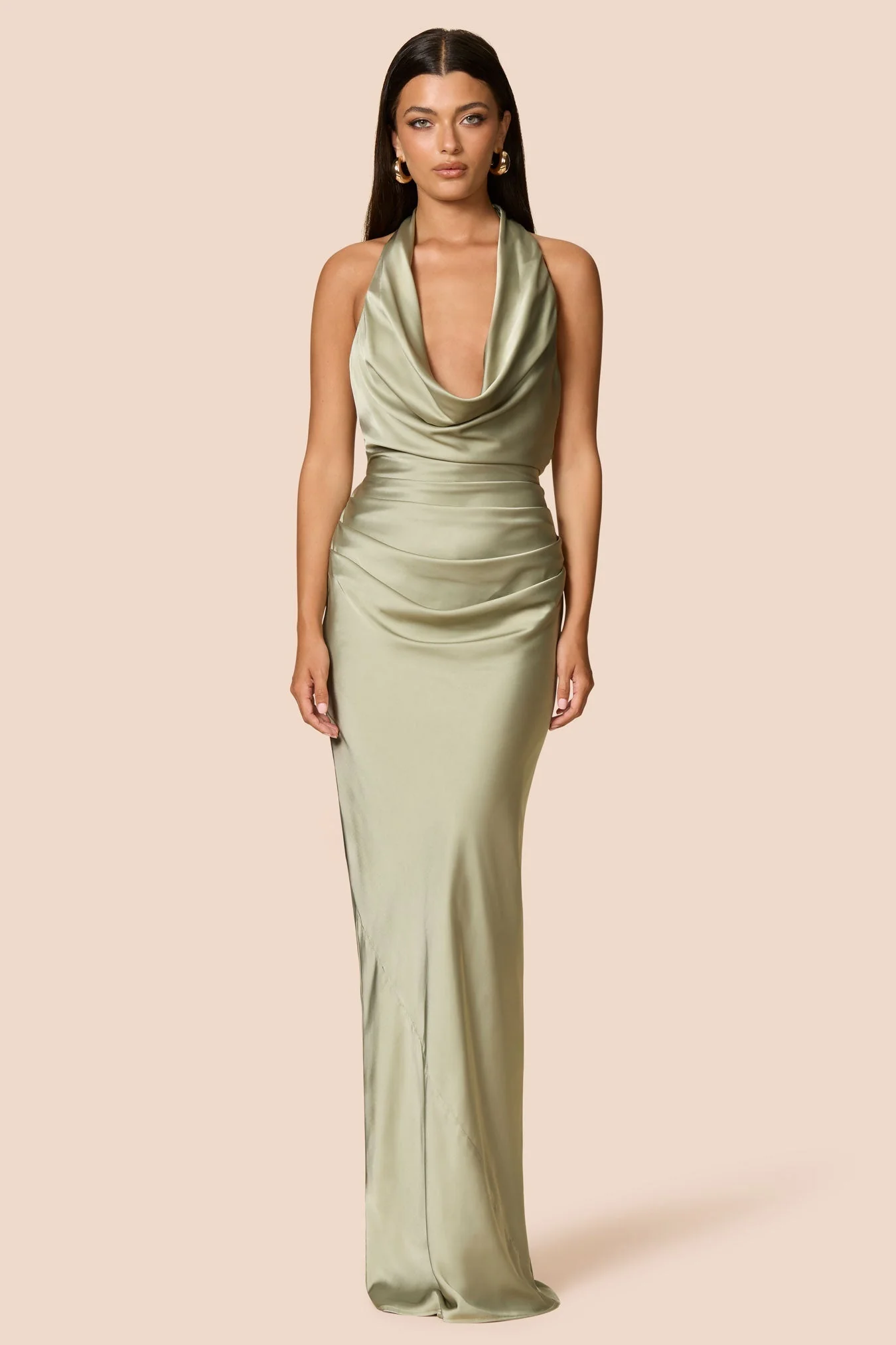 Nookie Penelope Drape Gown - Thyme - Image 3