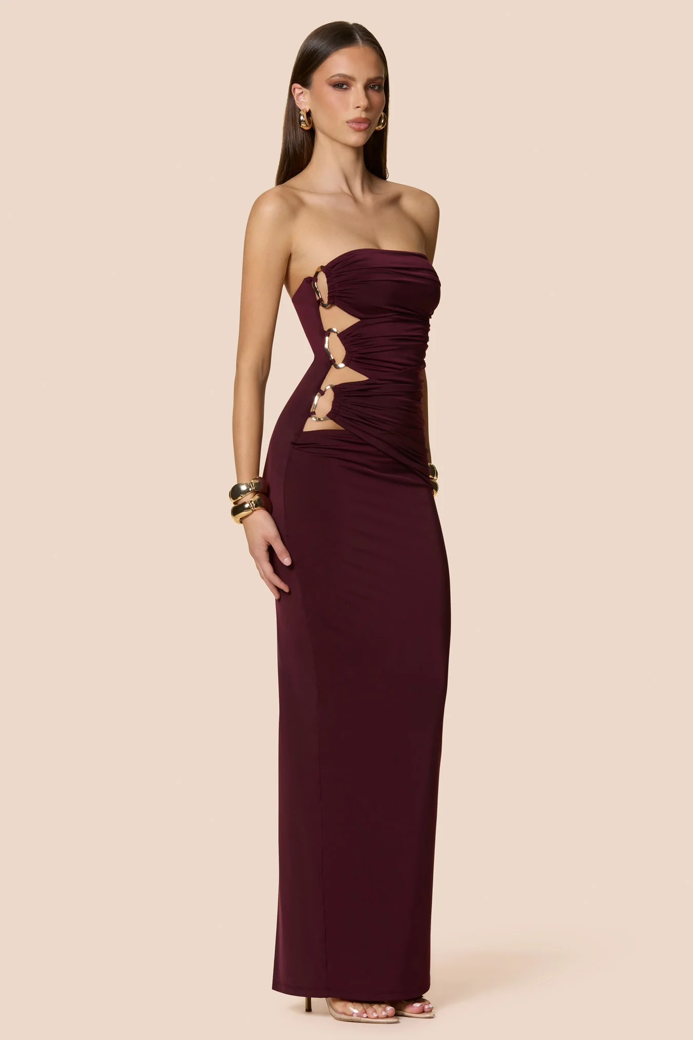 Nookie Portia Bandeau Maxi Dress - Wine - Image 3