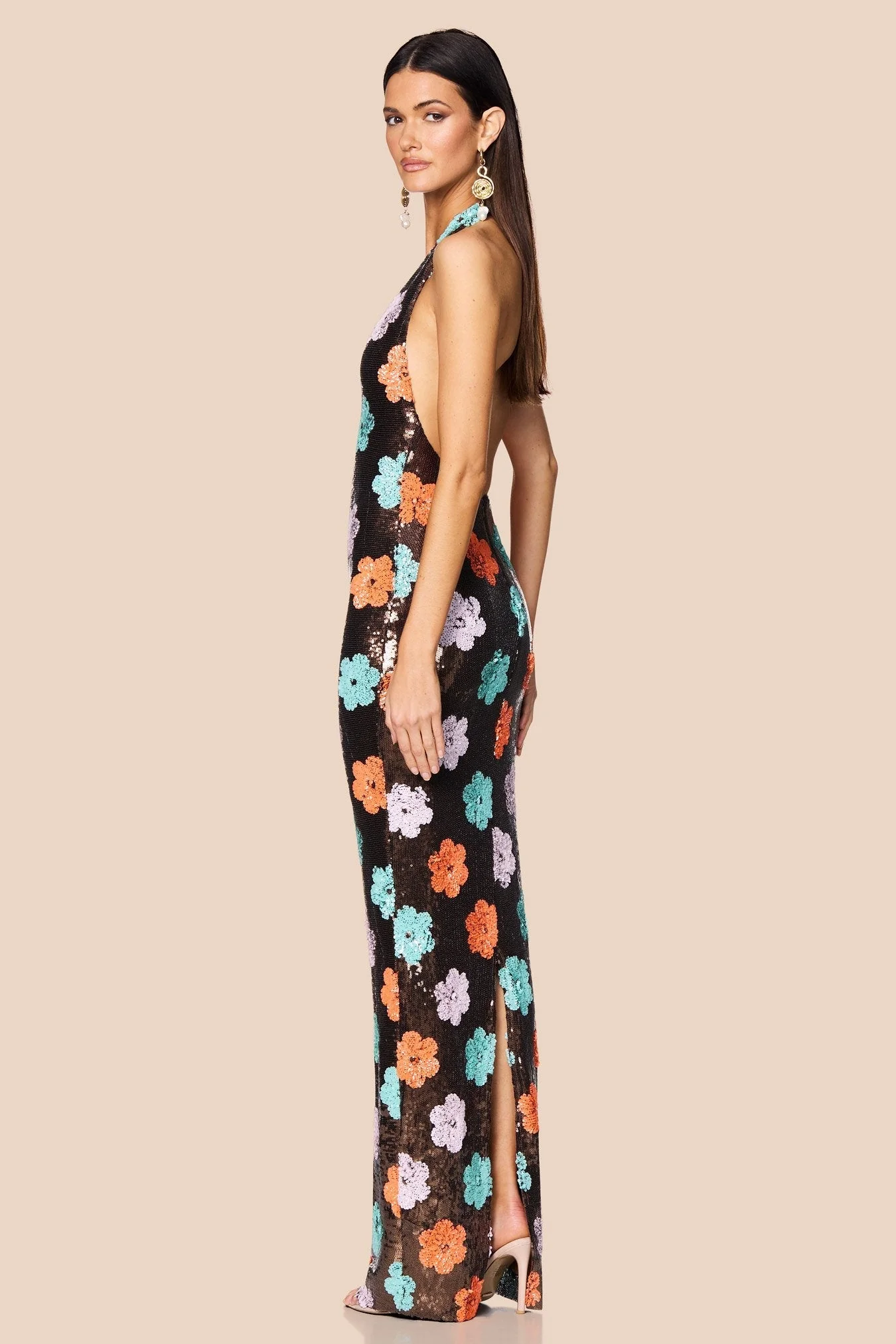 Nookie Sienna Halter Gown - Floral Sequin - Image 2