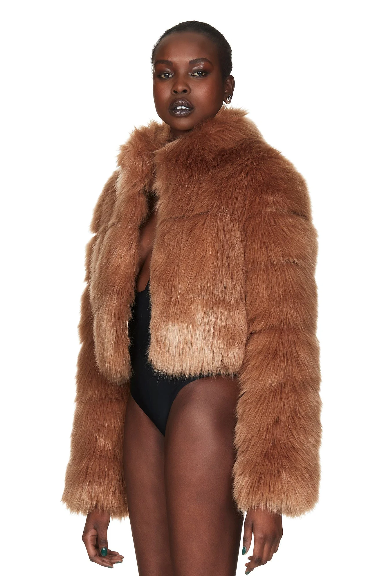 Nookie Tatiana Faux Fur Crop Jacket - Tan - Image 3