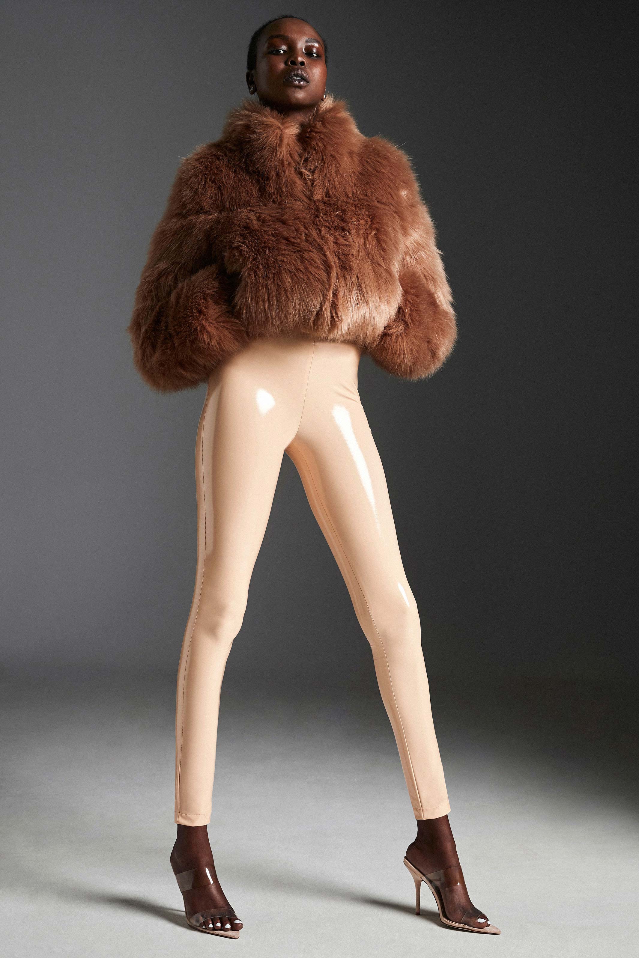 Nookie Tatiana Faux Fur Crop Jacket - Tan - Image 4