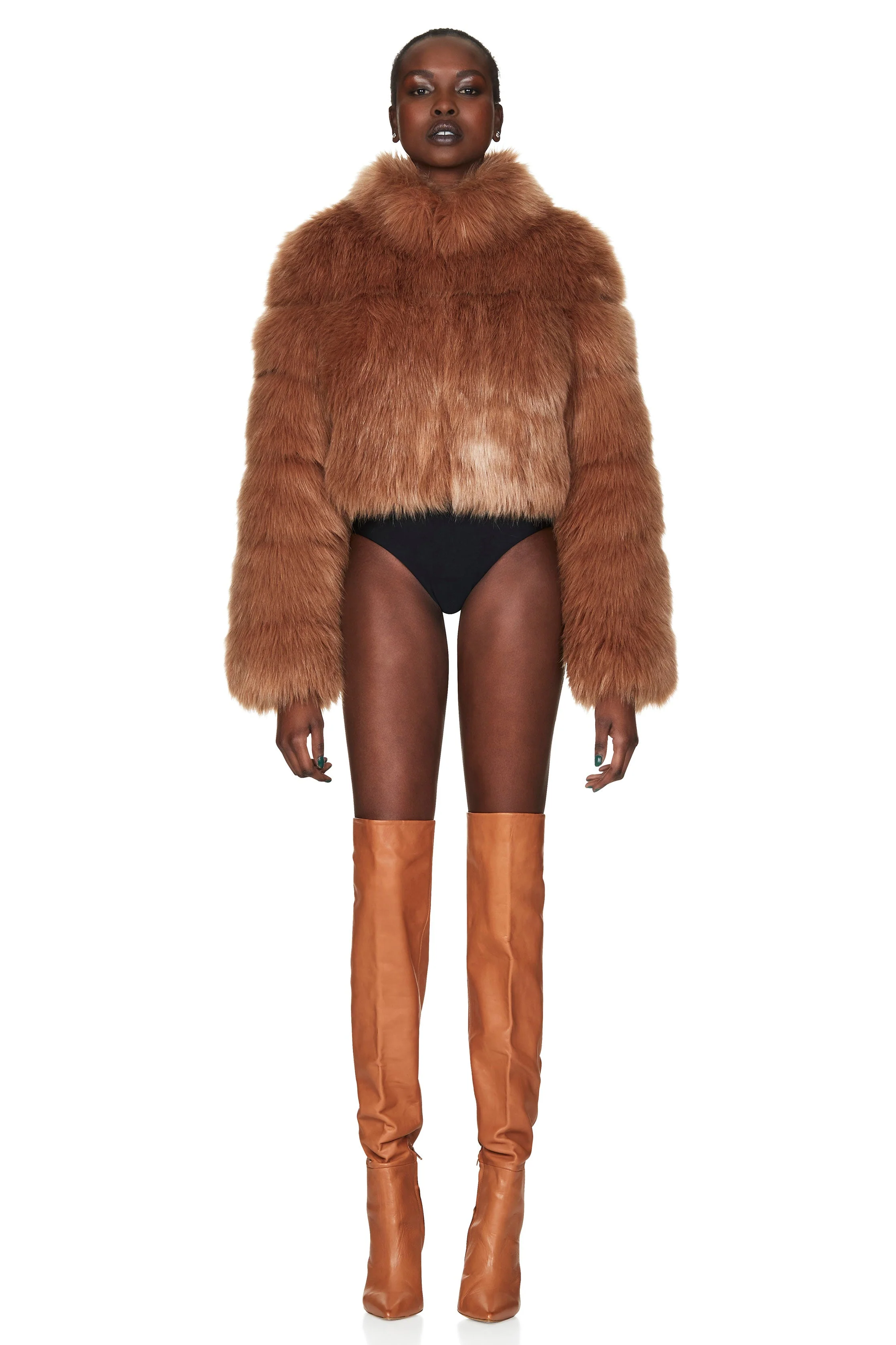 Nookie Tatiana Faux Fur Crop Jacket - Tan - Image 6