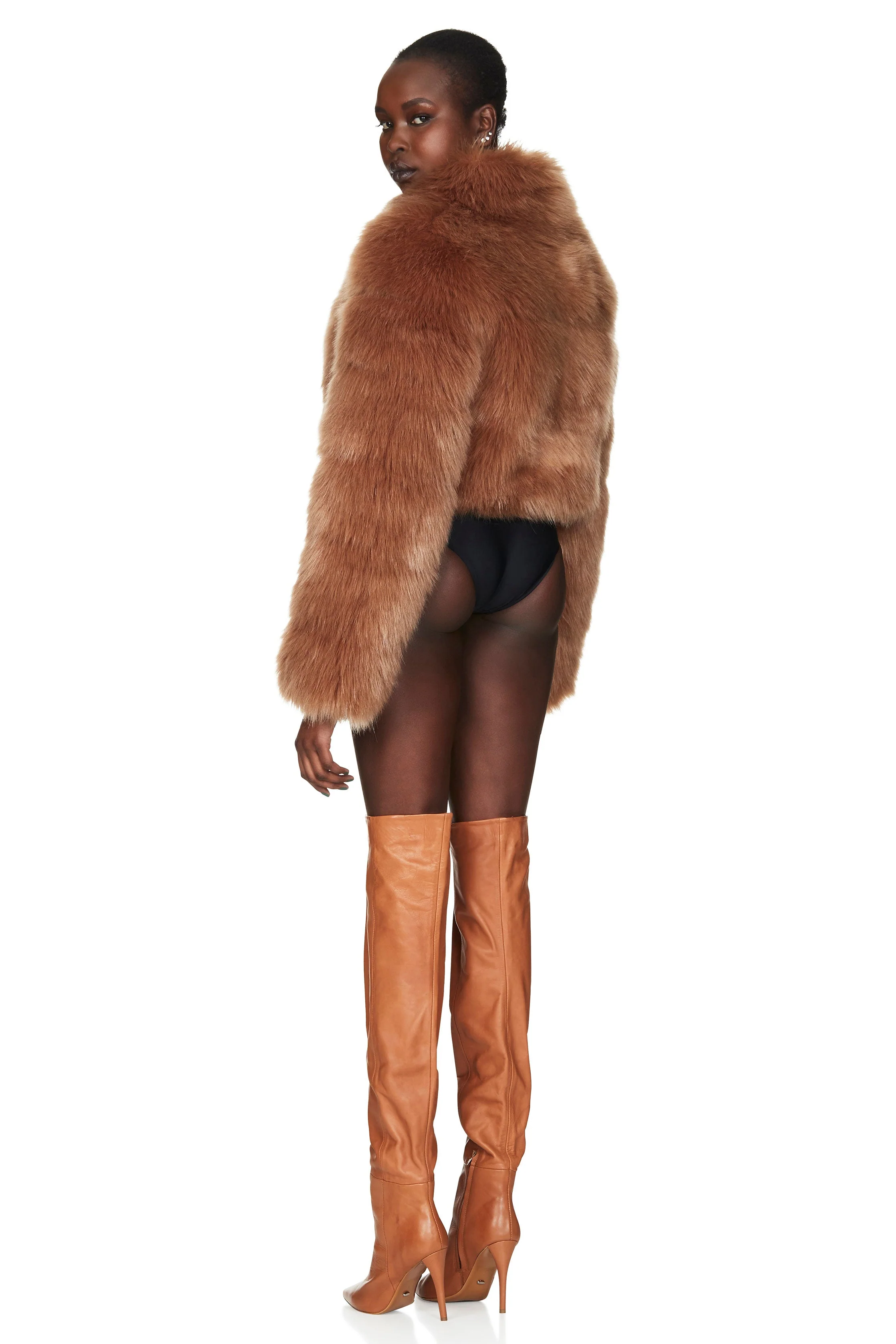 Nookie Tatiana Faux Fur Crop Jacket - Tan - Image 7