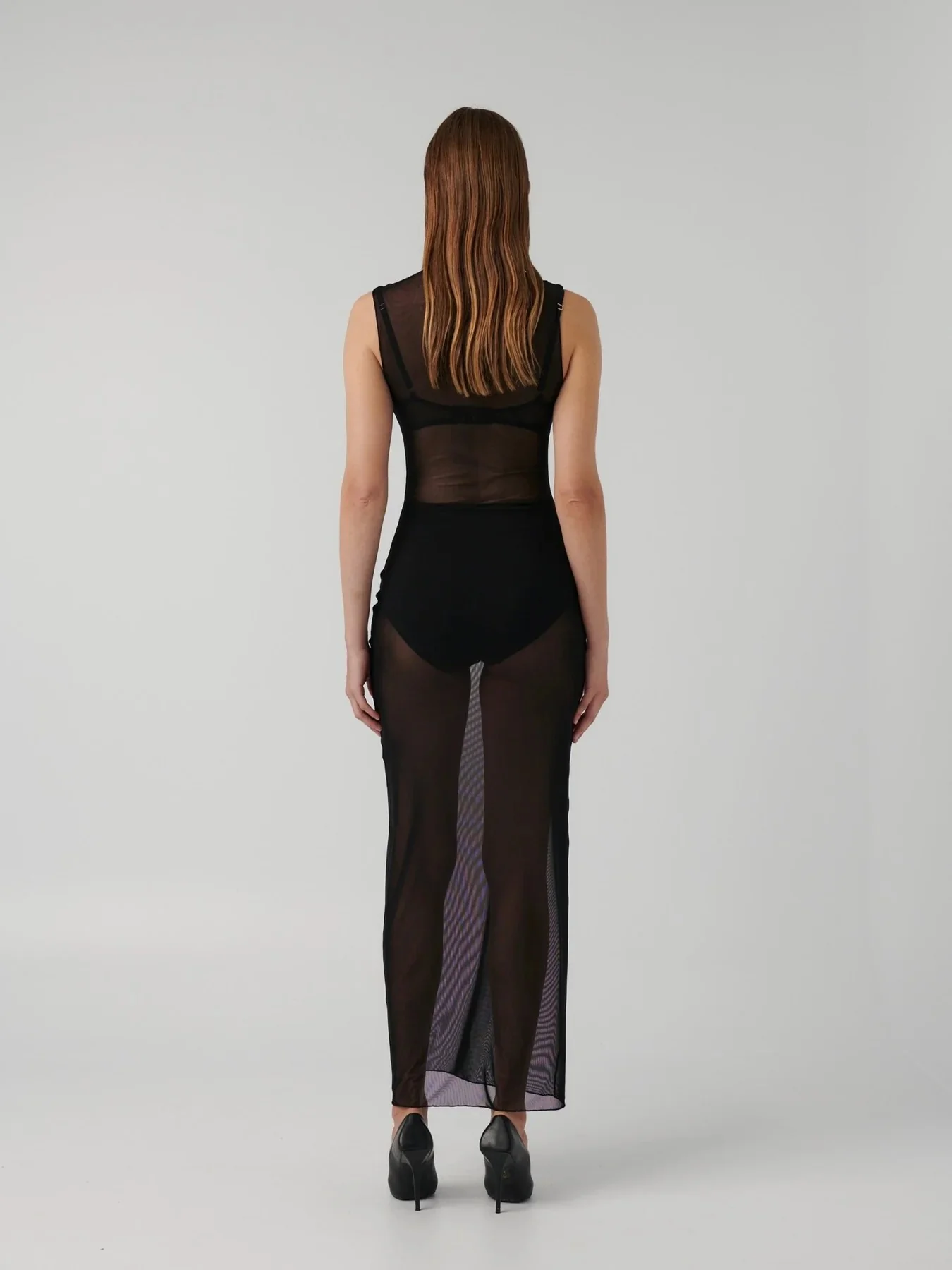 Nova Mesh Maxi Dress - Black - Image 2