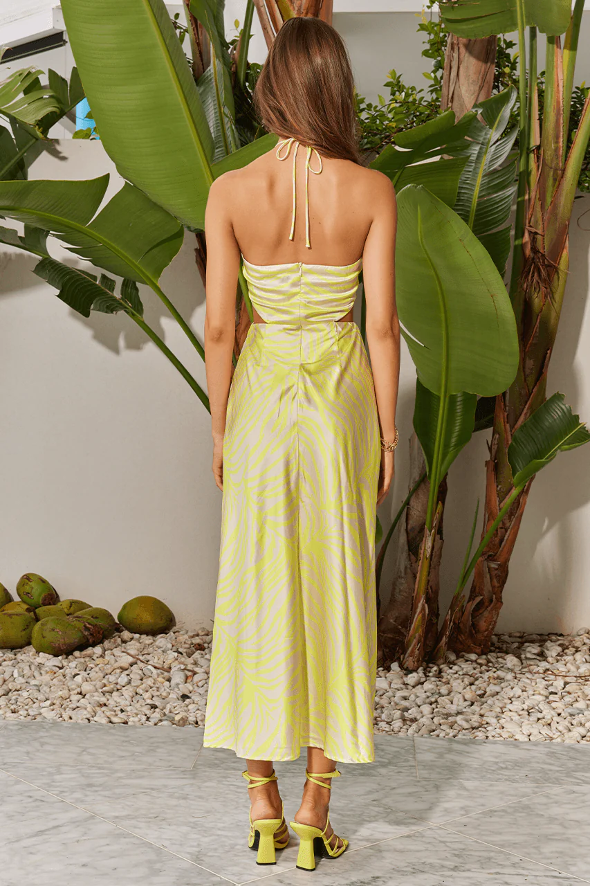 Orica Midi Slip Dress - Yellow Print - Image 2