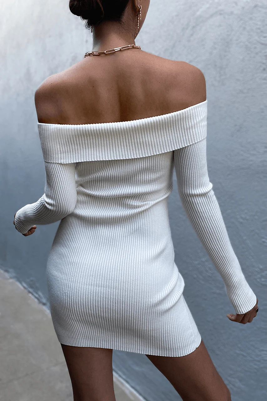 Palm Knit Dress - Cream - Image 2