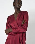 Pena Long Sleeve Wrap Dress - Ruby - Image 4