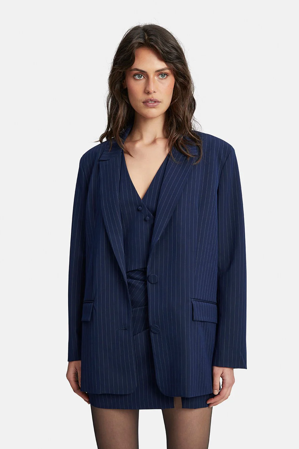 Pin Stripe Blazer - Navy Stripe - Image 3