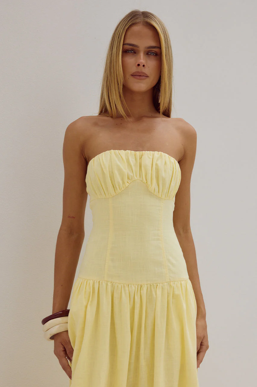 Poppy Midi Dress - Lemon - Image 3