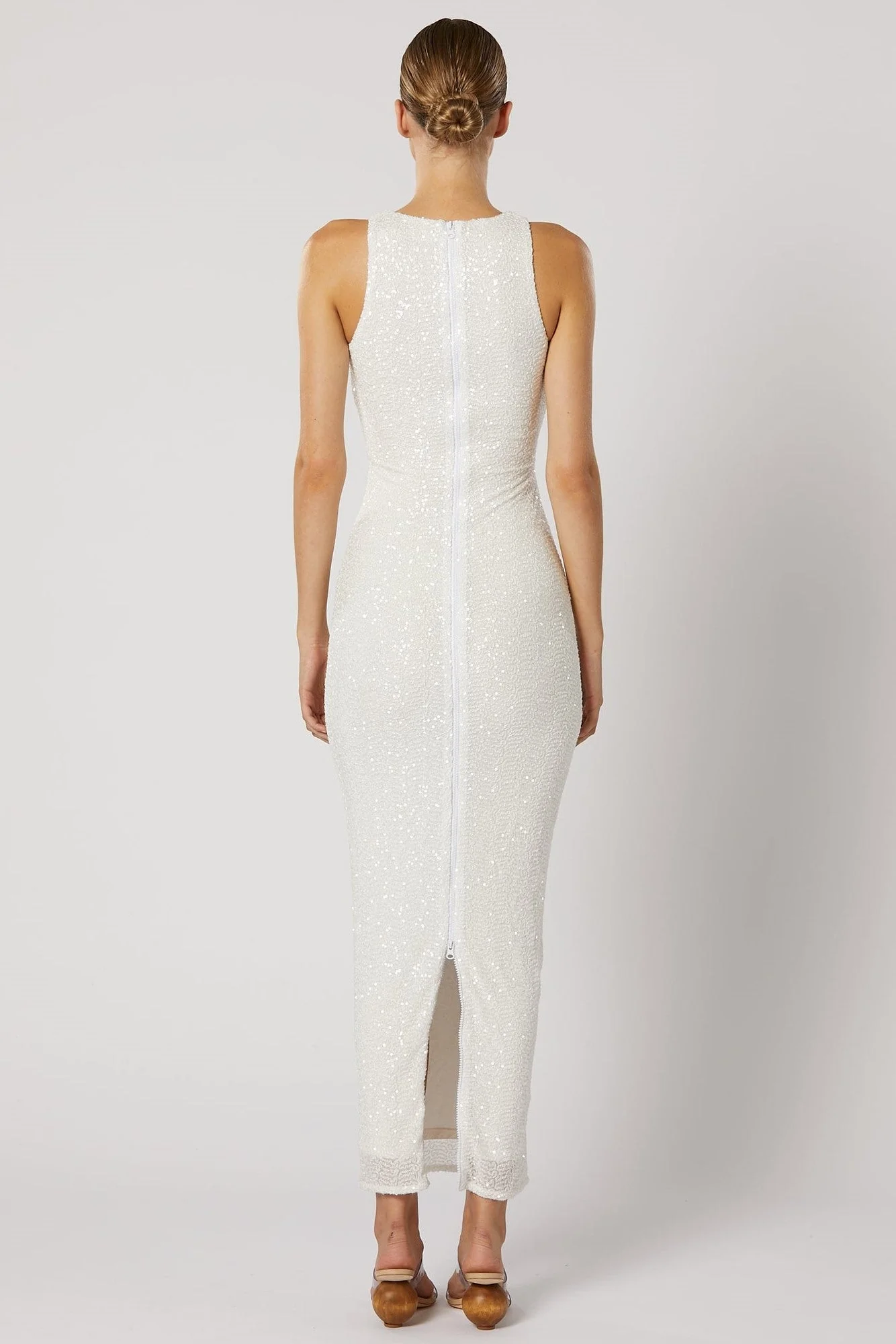 Reyna Zip Back Dress - White - Image 3