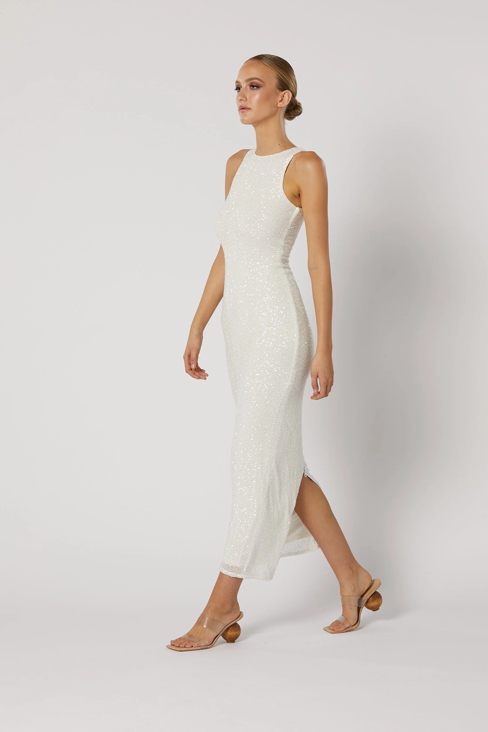 Reyna Zip Back Dress - White - Image 5