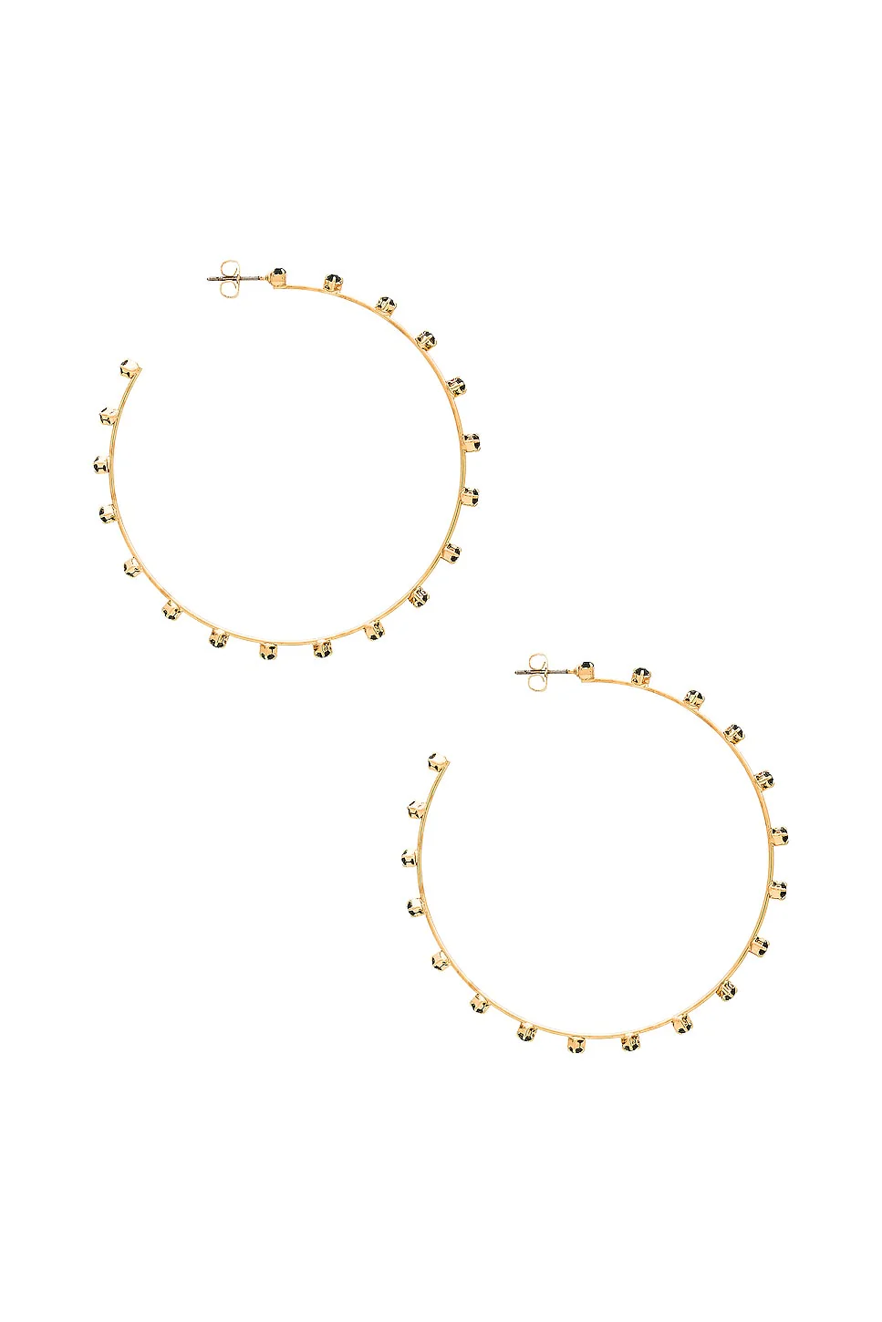 Rhinestone Hoop Earrings - Black - Image 2