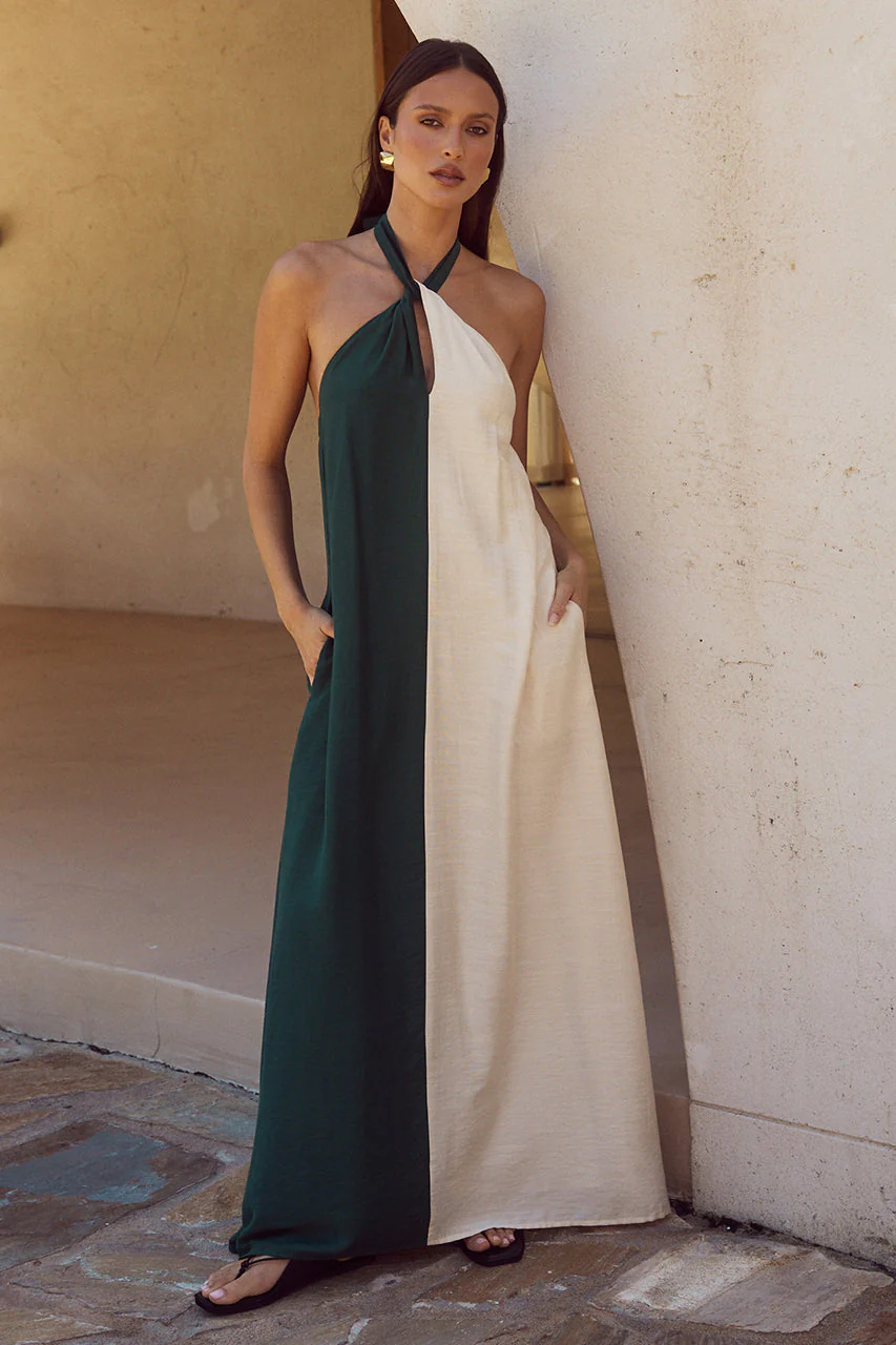 Riviera Maxi Dress - Emerald/Sand - Image 4