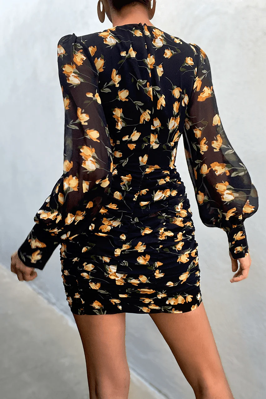 Rose Mini Dress - Navy Floral - Image 2
