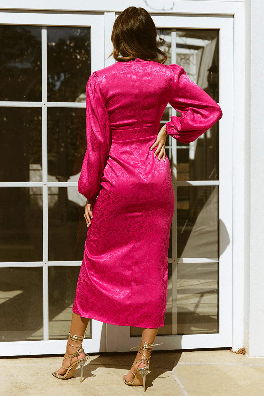 Roxy Midi Dress - Fuchsia - Image 3