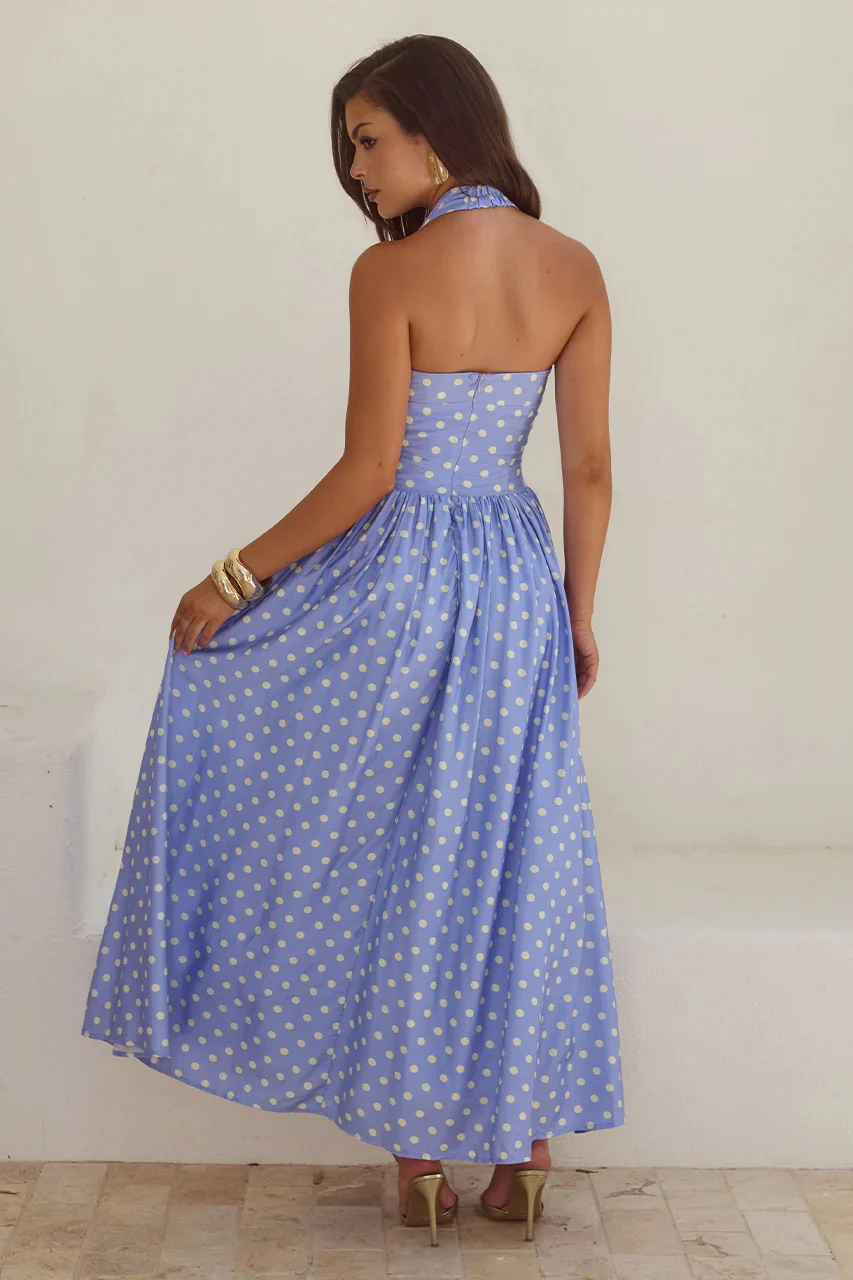 Sammi Midi Dress - Periwinkle/Lemon Polka - Image 2