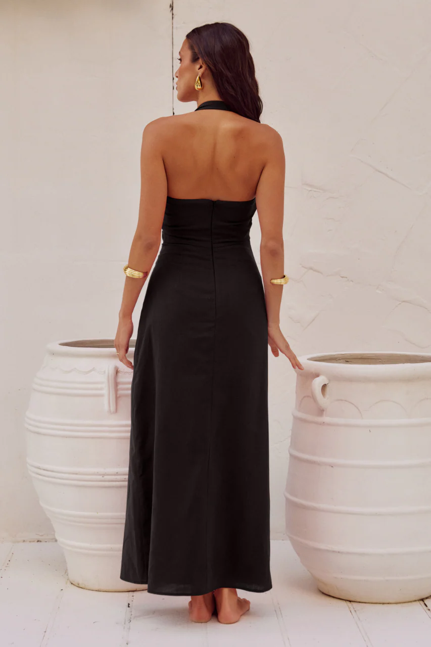 Saphira Long Midi Dress - Black - Image 2