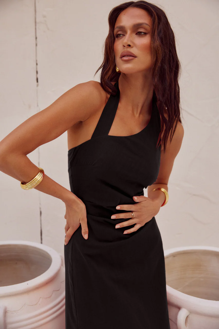 Saphira Long Midi Dress - Black - Image 3