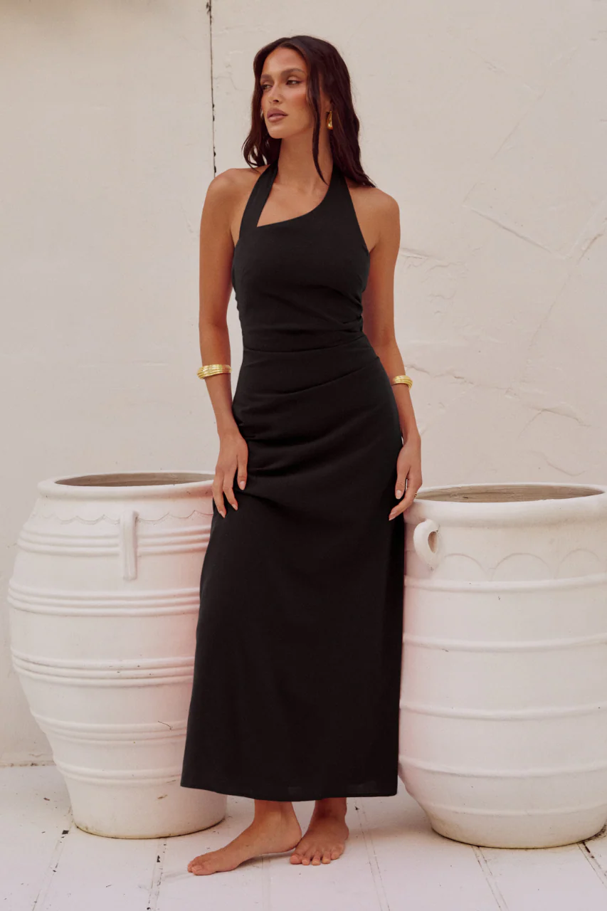 Saphira Long Midi Dress - Black - Image 4