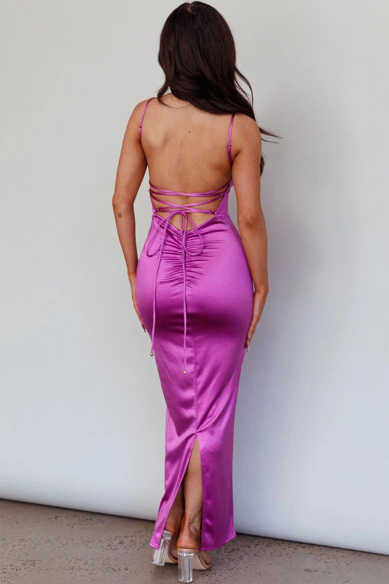 Sera Lace Up Back Dress - Violet - Image 2