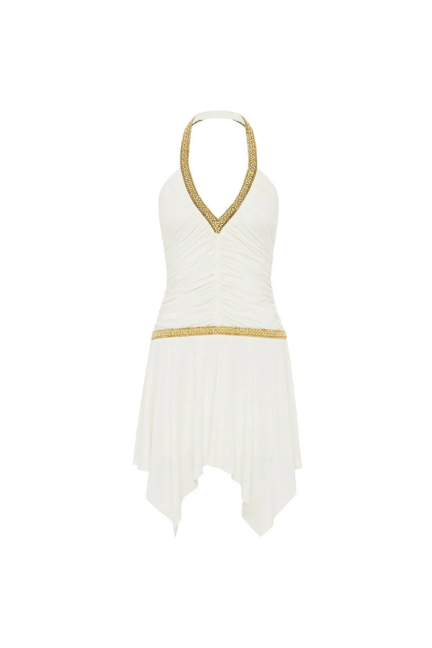 Shae Ruched Mini Dress - White - Image 5