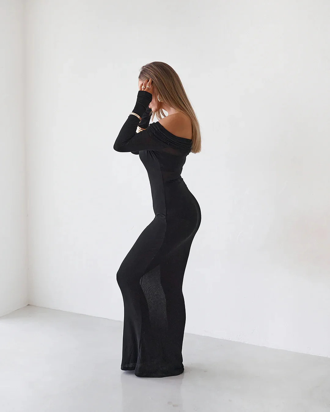 Sheer Maxi Dress - Black - Image 4