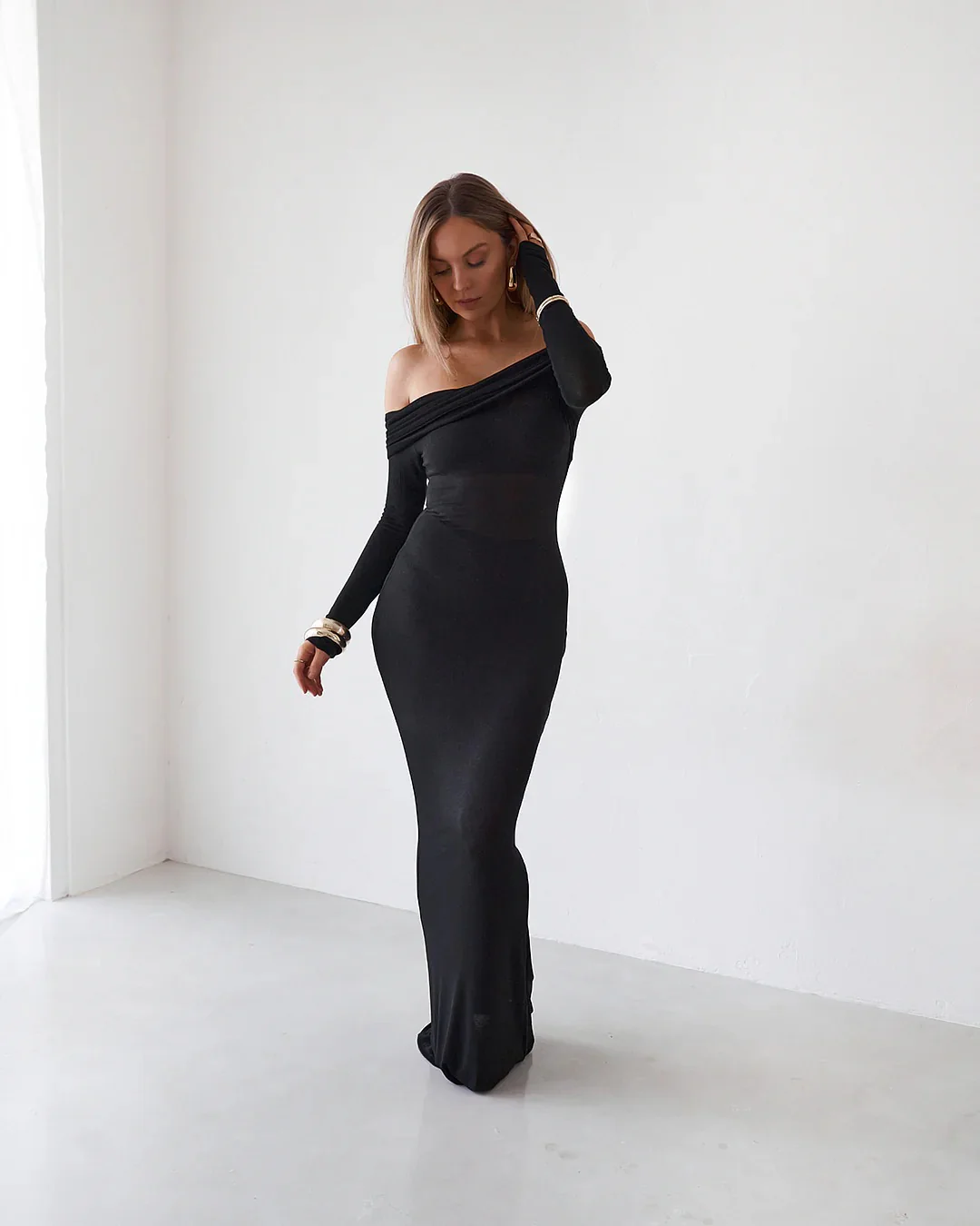 Sheer Maxi Dress - Black - Image 9